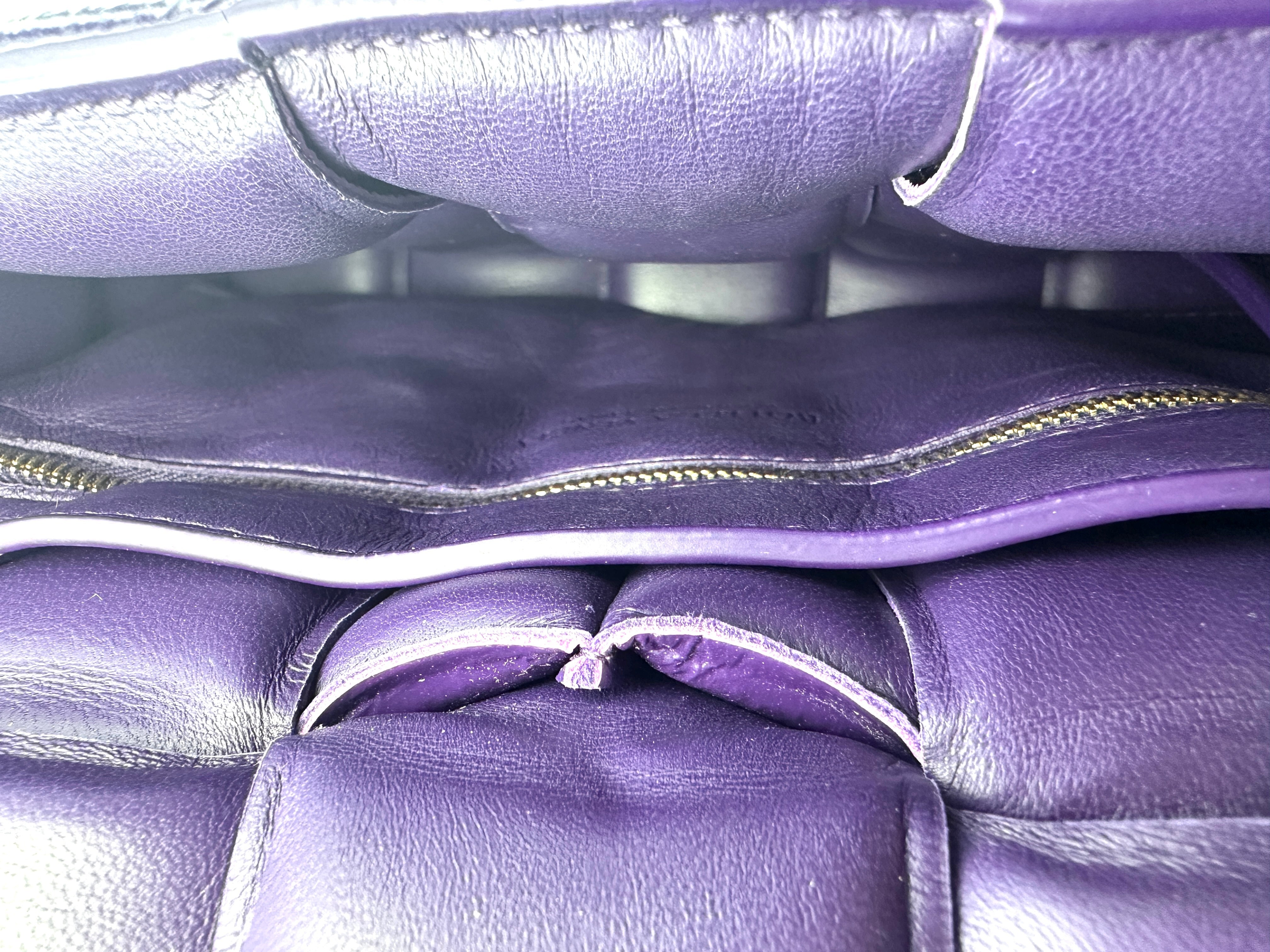 Bottega Veneta Padded Cassette Purple Leather Shoulder Bag BV110