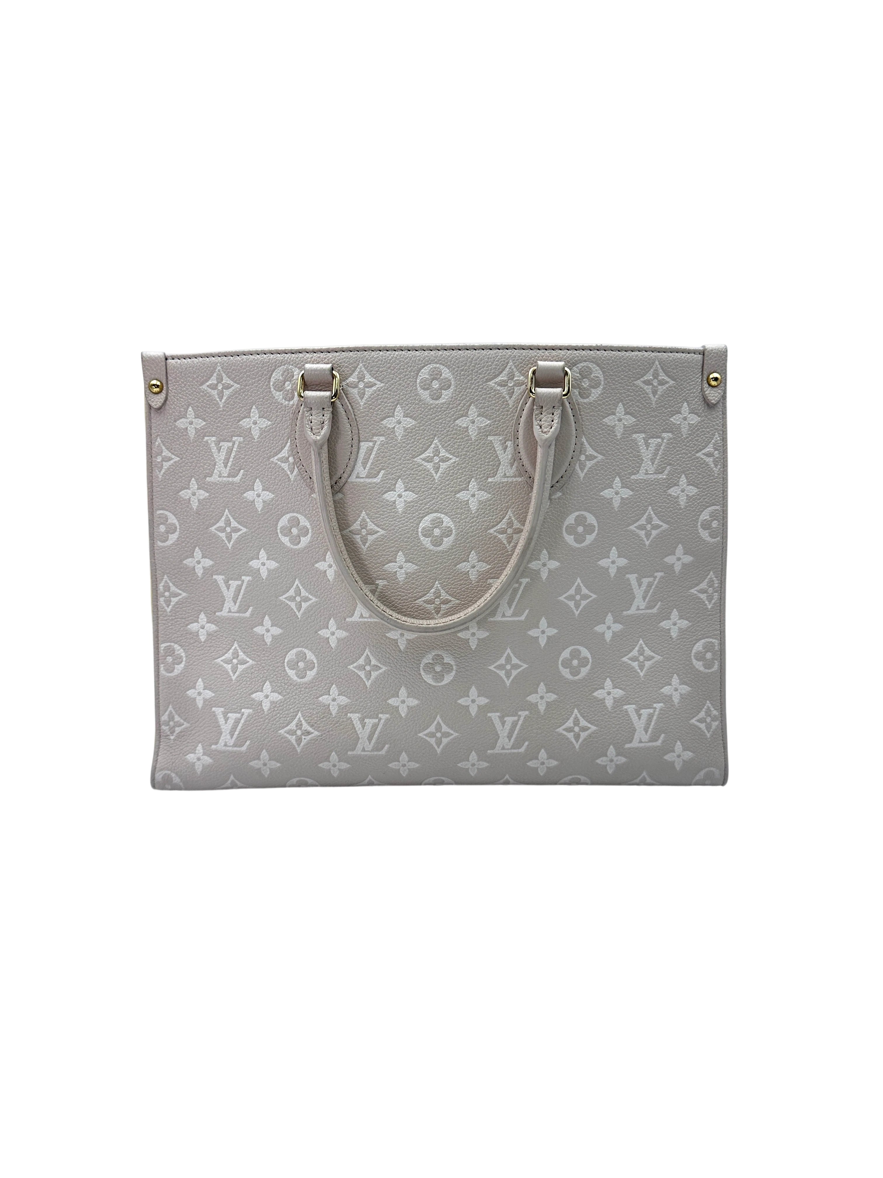 Louis Vuitton "Spring In The City" OnTheGo MM Beige Monogram Empreinte Tote Handle Bag LV2174