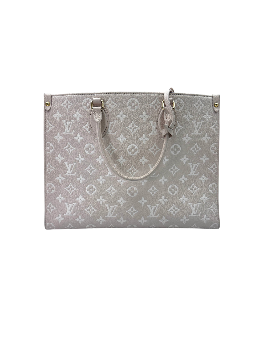 Louis Vuitton "Spring In The City" OnTheGo MM Beige Monogram Empreinte Tote Handle Bag LV2174
