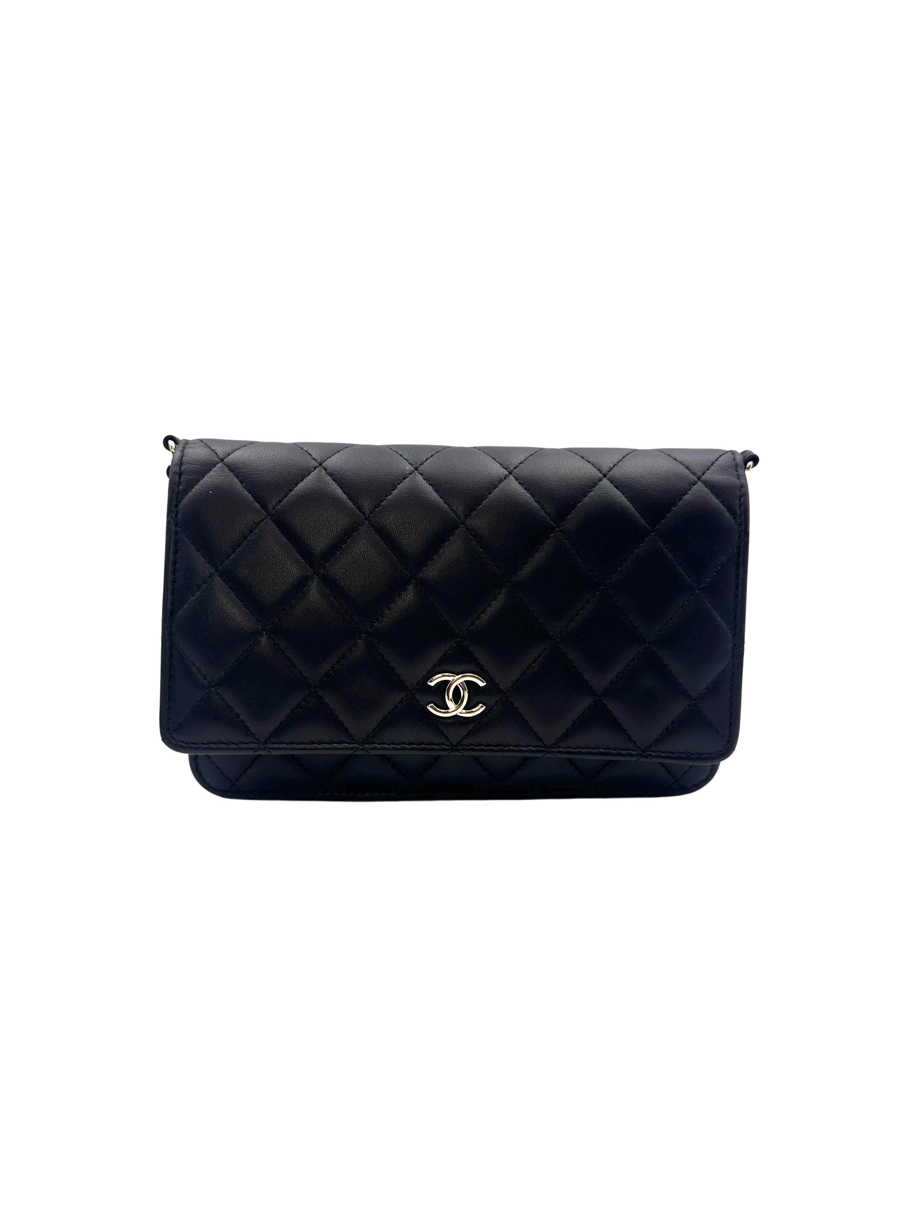 Chanel Black Quilted Leather Pearl Chain Wallet On Chain(HL***P9) CC1563