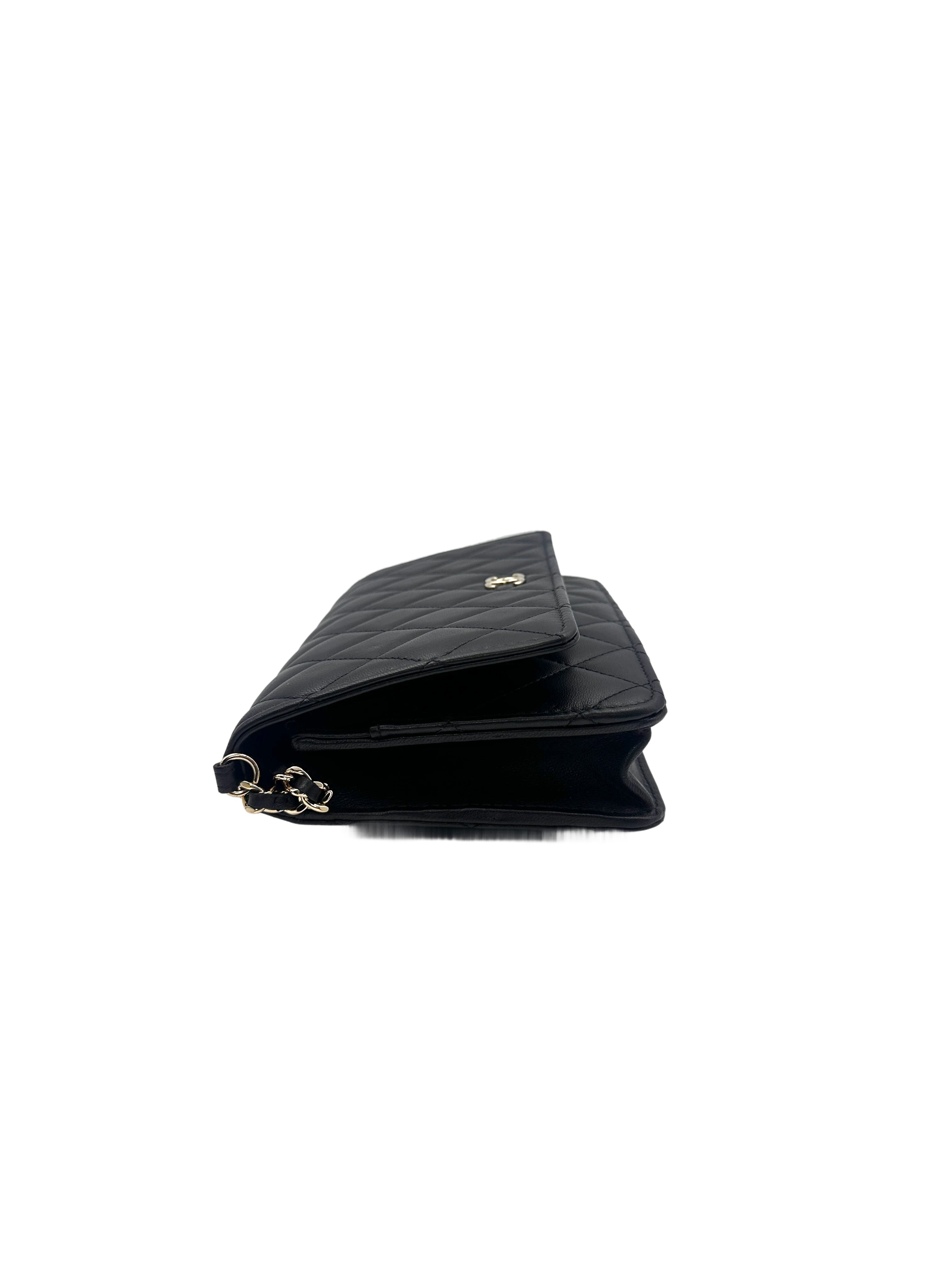 Chanel Black Quilted Leather Pearl Chain Wallet On Chain(HL***P9) CC1563
