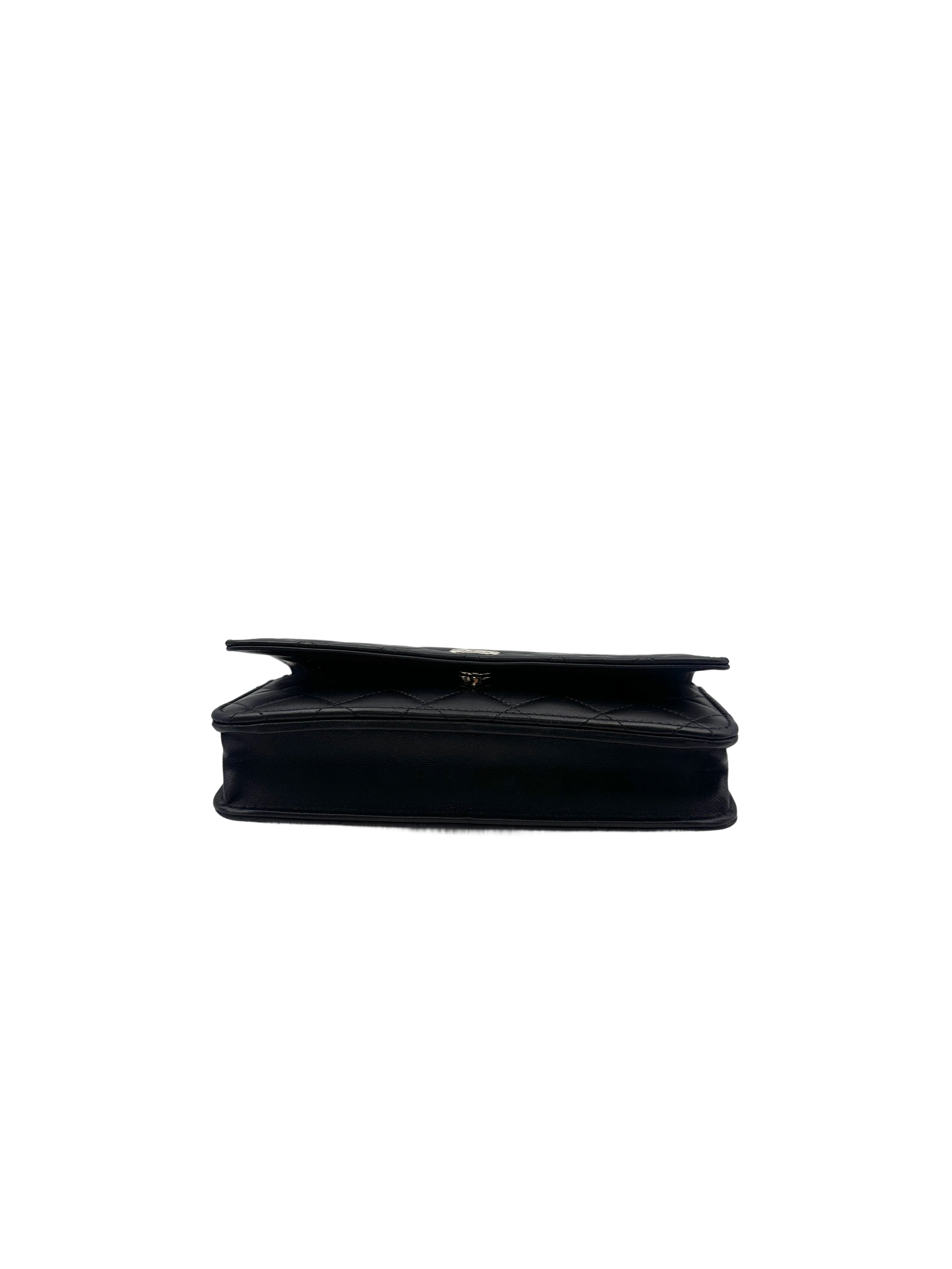 Chanel Black Quilted Leather Pearl Chain Wallet On Chain(HL***P9) CC1563