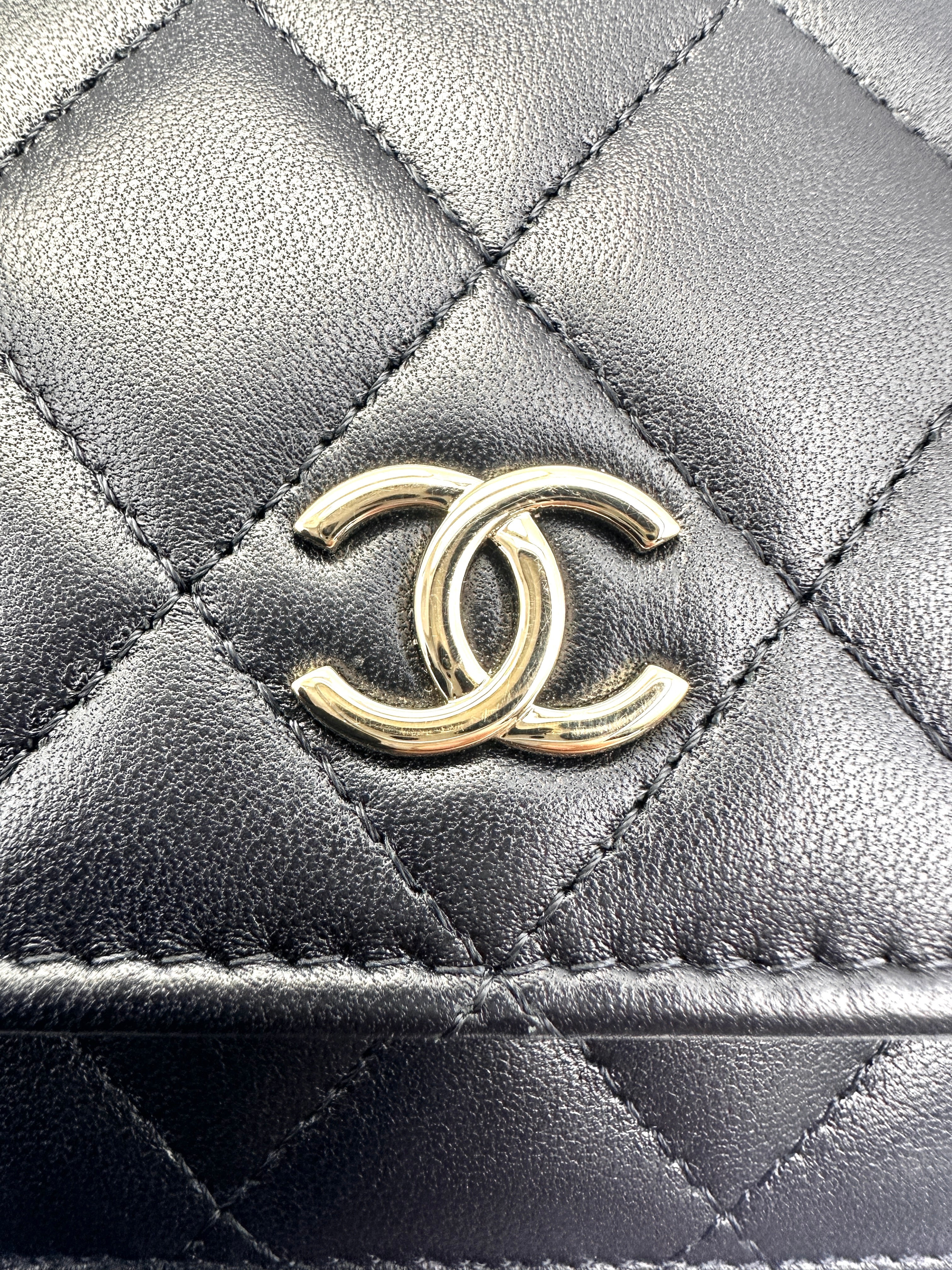 Chanel Black Quilted Leather Pearl Chain Wallet On Chain(HL***P9) CC1563
