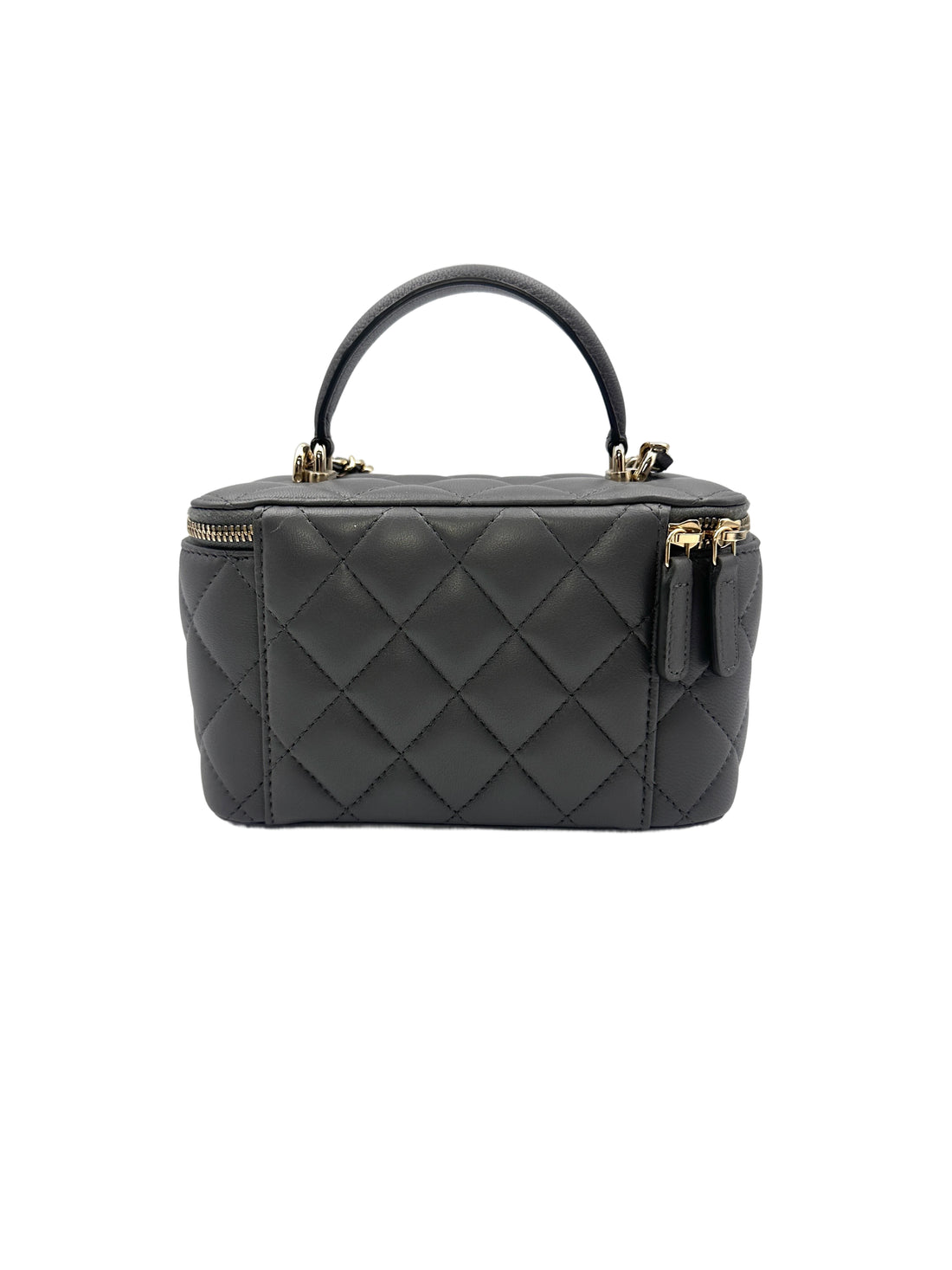 Chanel Grey Quilted Lambskin Top Handle Vanity Case(N5***T5) CC1559