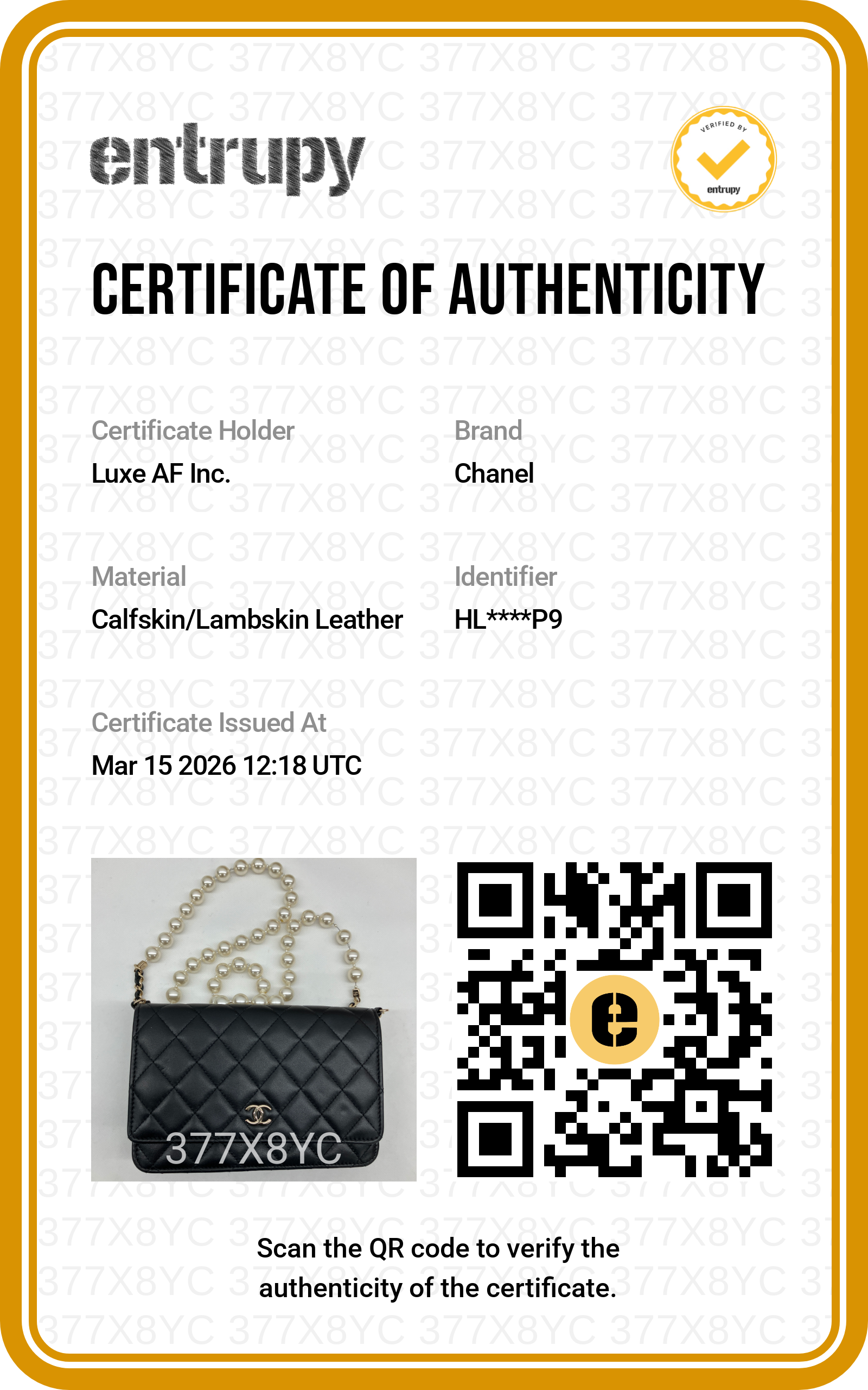 Chanel Black Quilted Leather Pearl Chain Wallet On Chain(HL***P9) CC1563