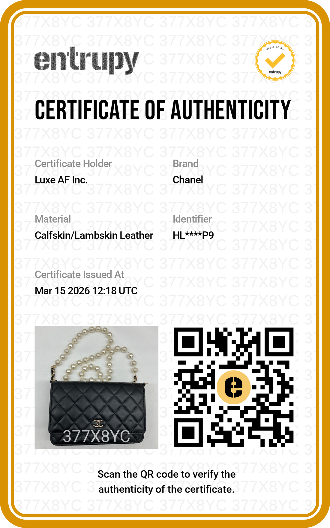 Chanel Black Quilted Leather Pearl Chain Wallet On Chain(HL***P9) CC1563