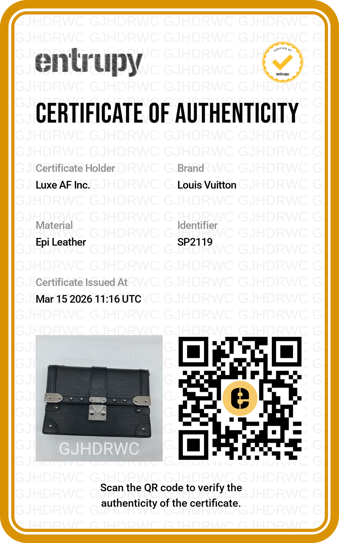 Louis Vuitton Black Epi Leather Trunk Chain Wallet LV2179