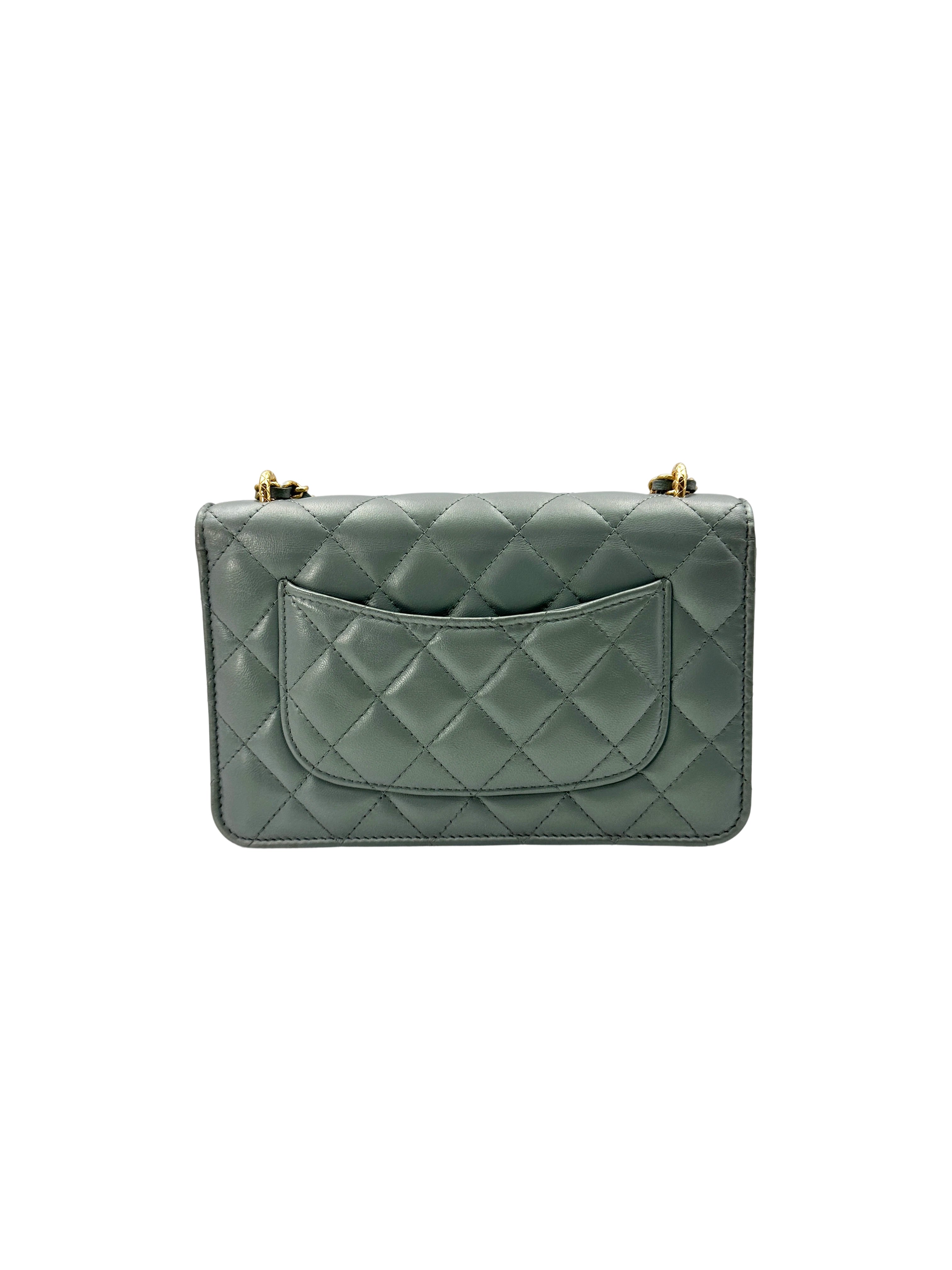Chanel Blue Quilted Lambskin Wallet On Chain With Gold Hardware(AU***K5) CE1555