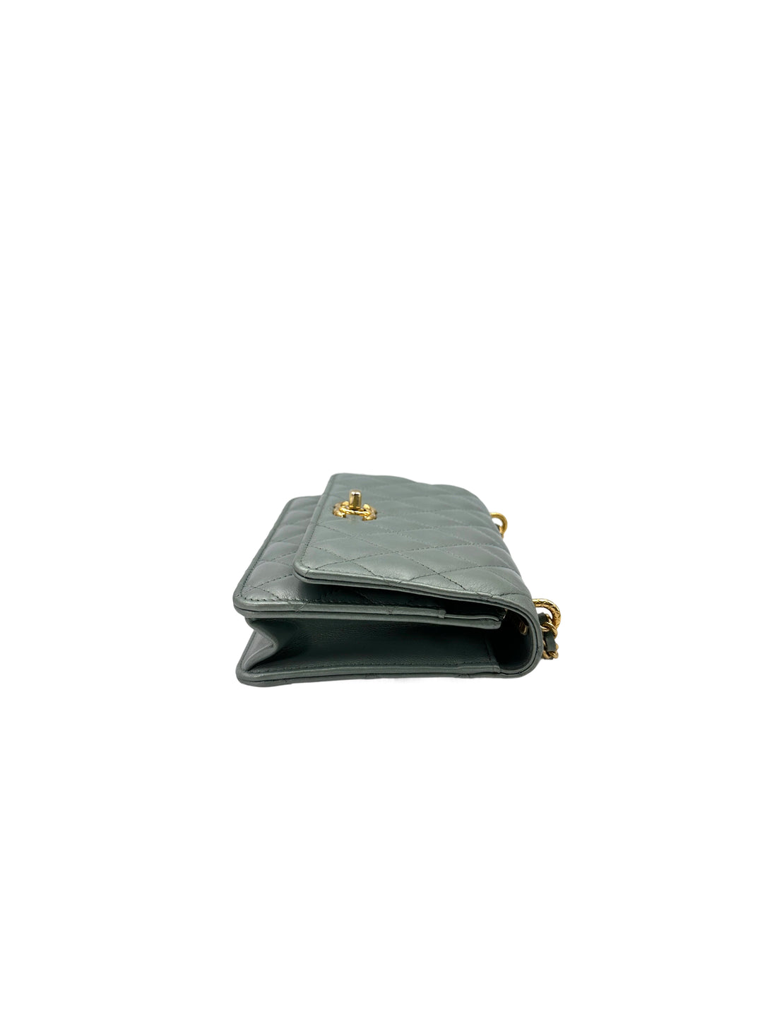 Chanel Blue Quilted Lambskin Wallet On Chain With Gold Hardware(AU***K5) CE1555