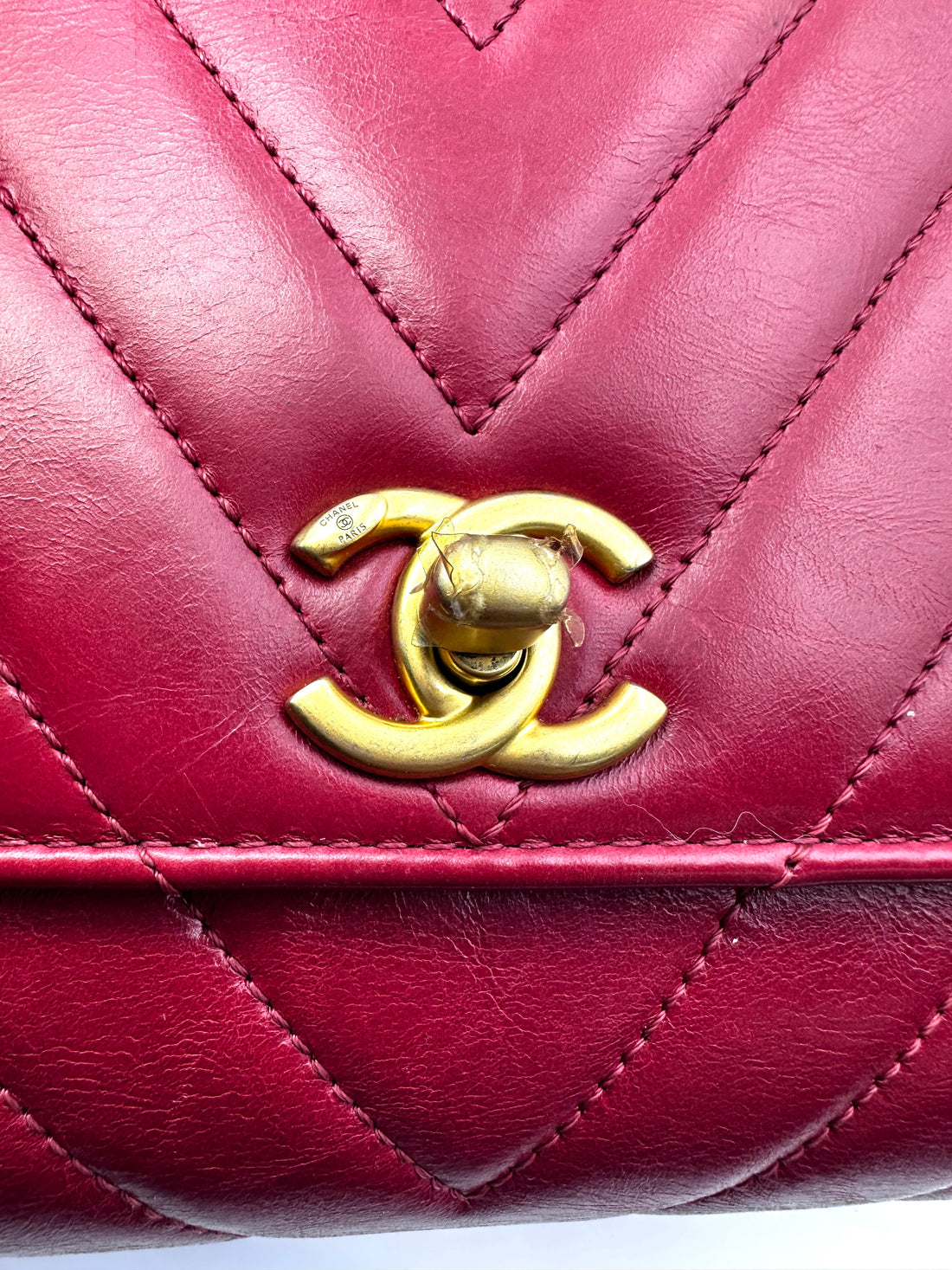 Chanel CoCo Handle Red Chevron Quilted Leather Small Size Handle Bag(24***64) CC1561
