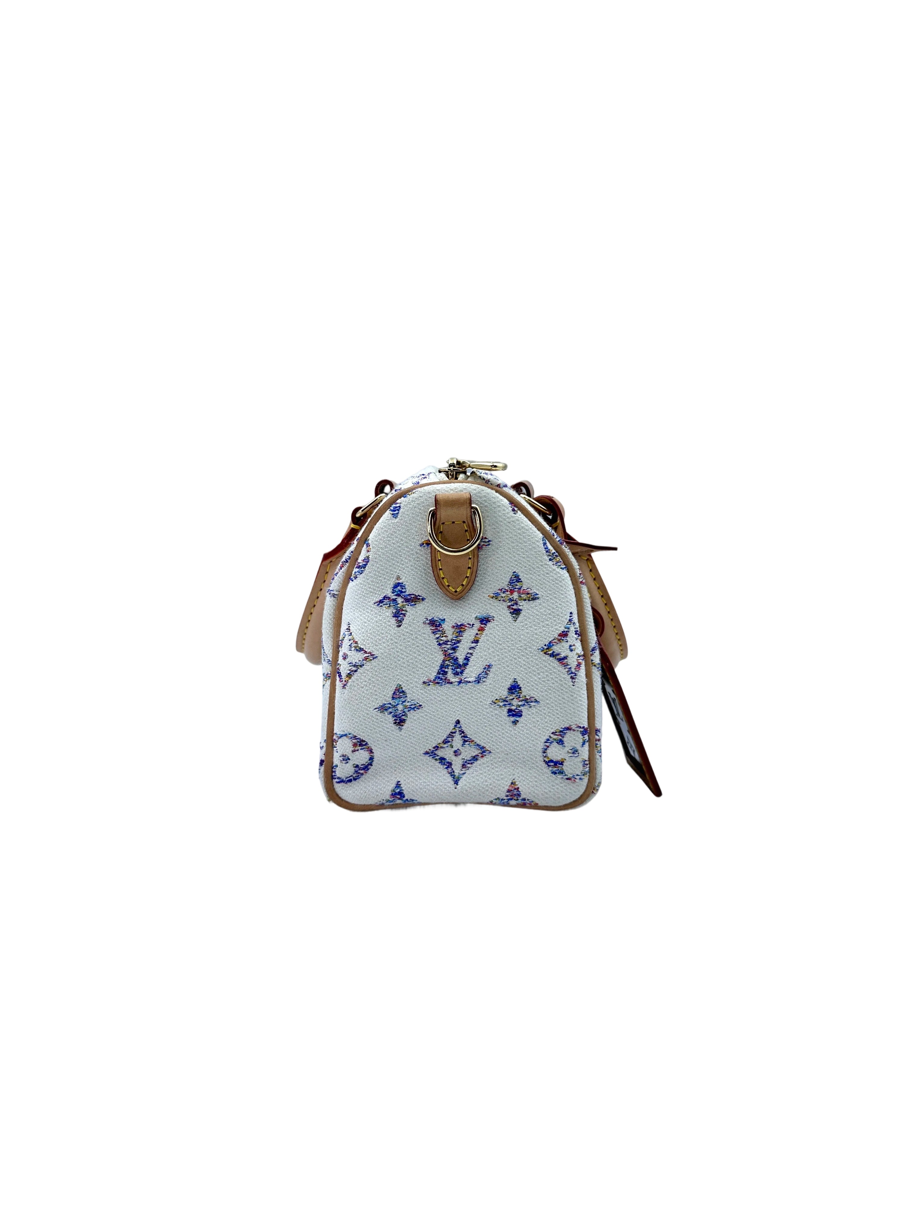 Louis Vuitton Nautical Nano Speedy20 White/Blue Monogram Jacquard Handle Bag LV2188