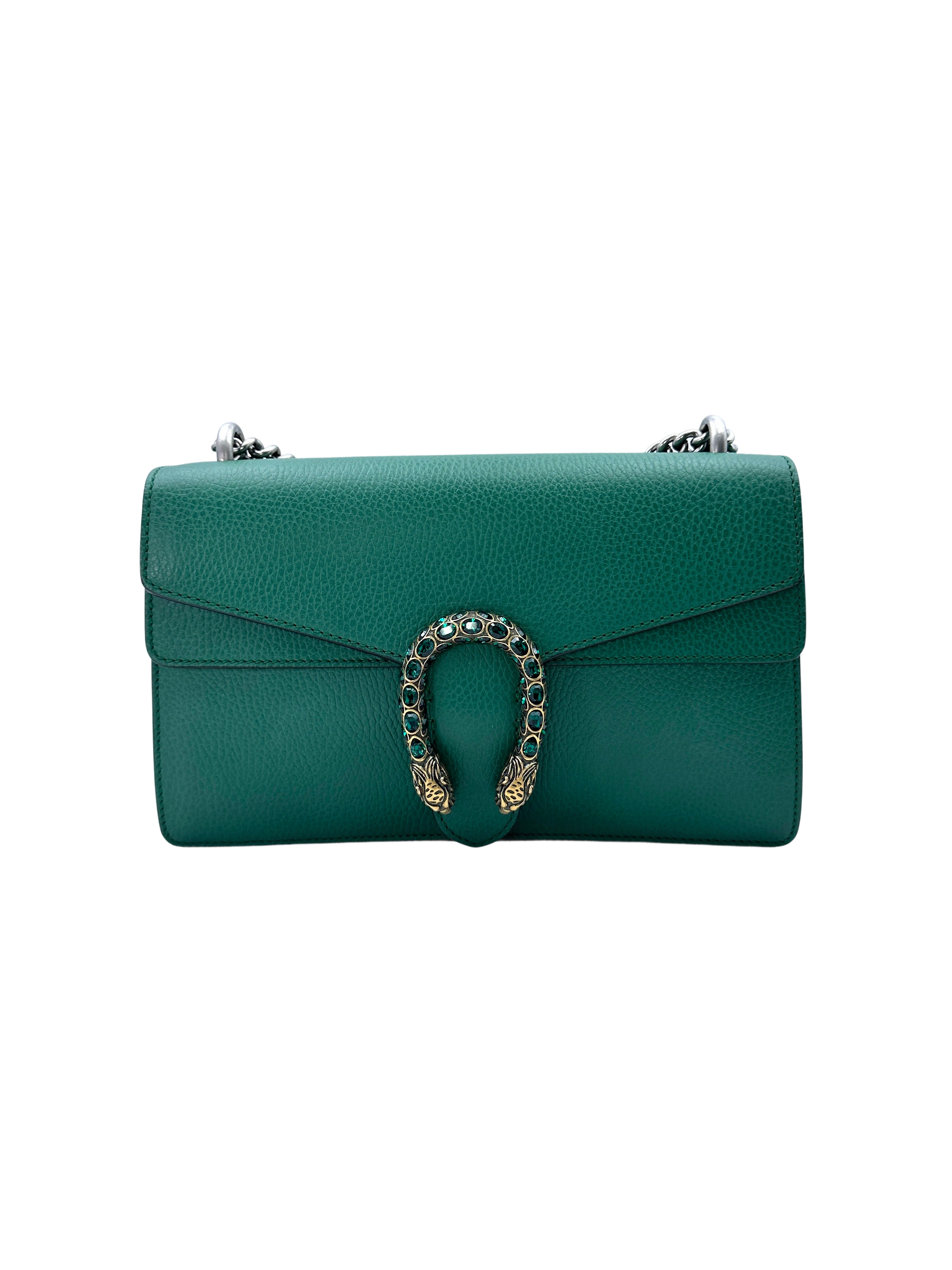 Gucci Dionysus Green Textured Leather Shoulder Bag GG764