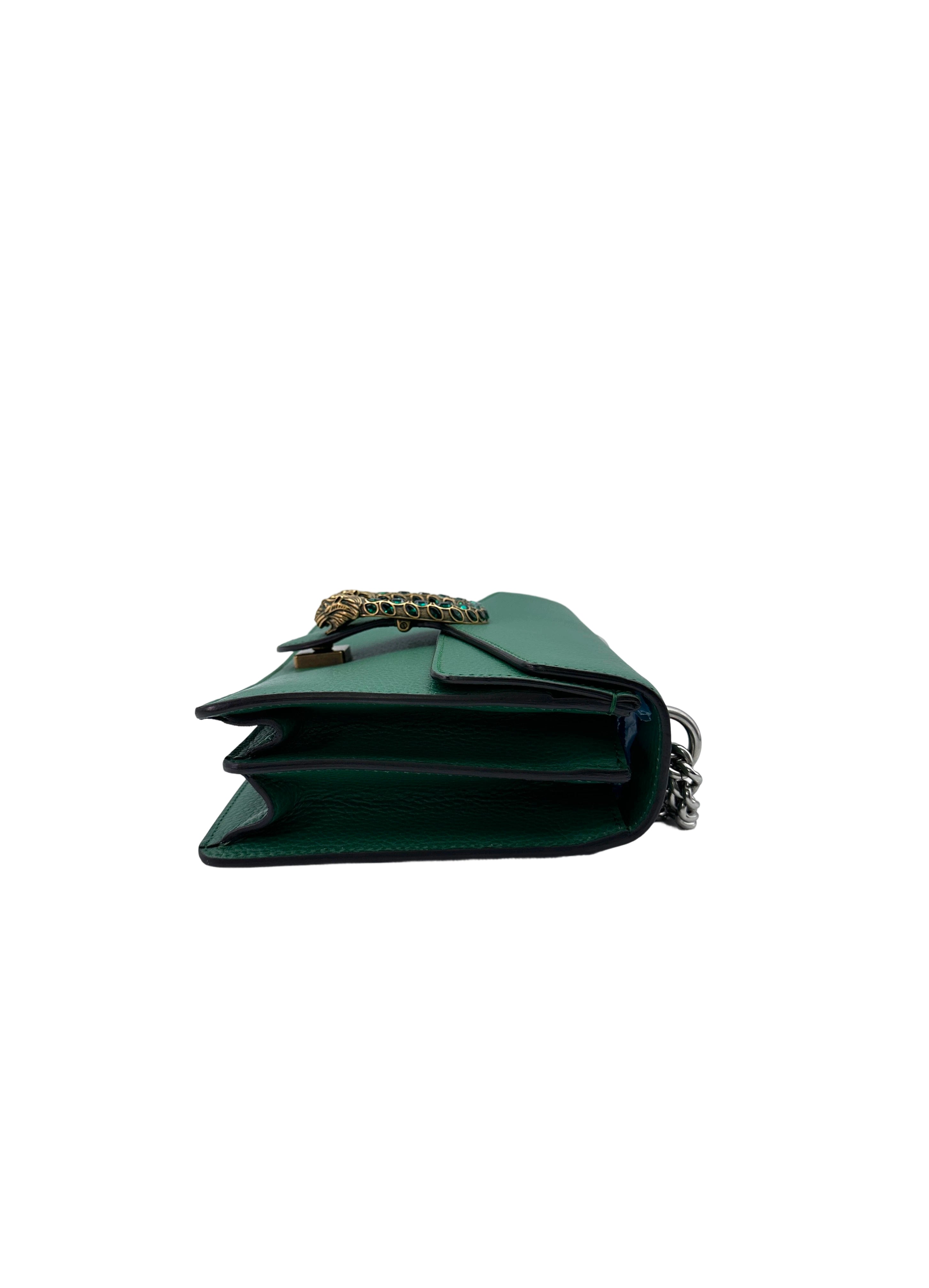 Gucci Dionysus Green Textured Leather Shoulder Bag GG764