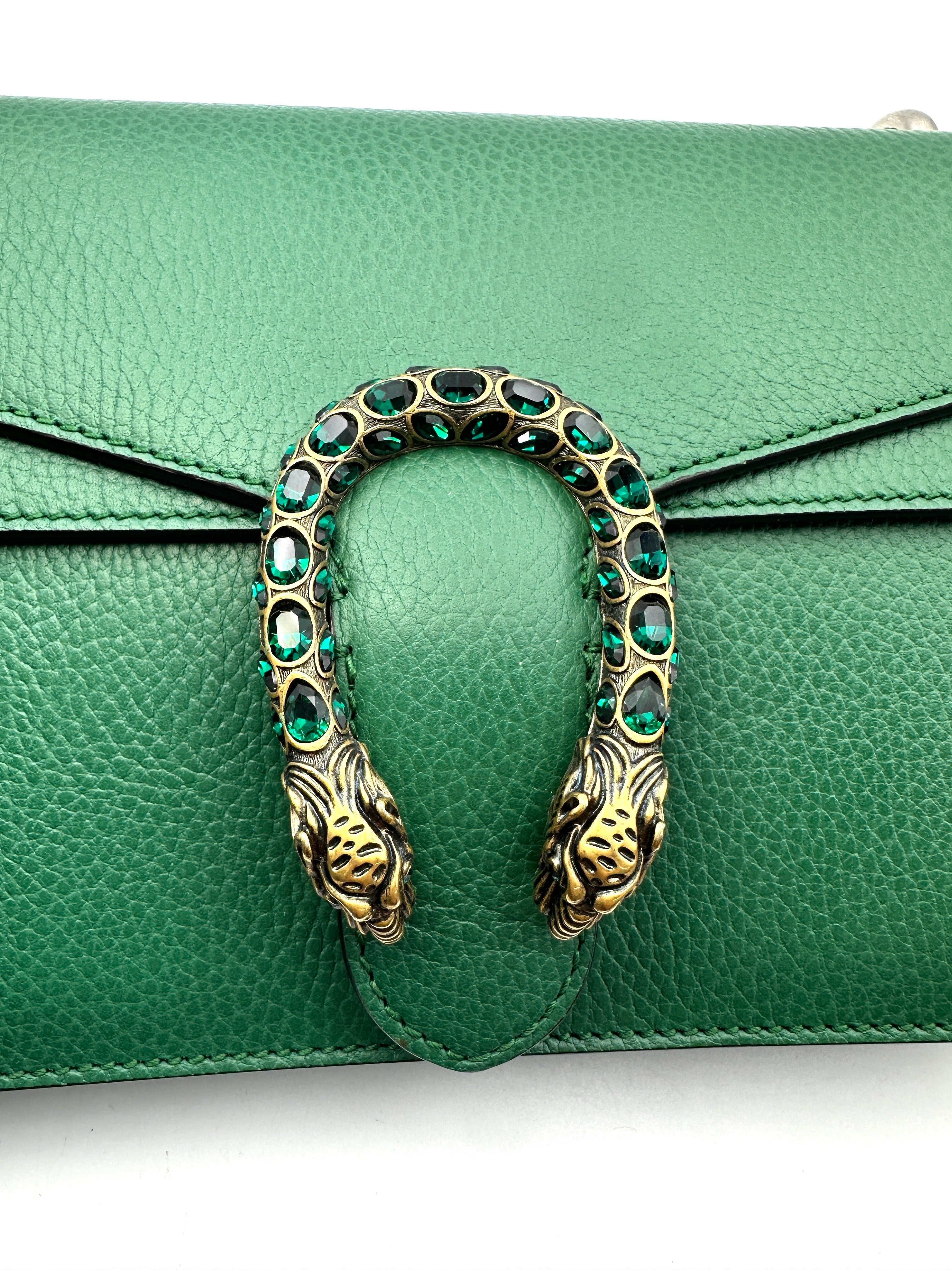 Gucci Dionysus Green Textured Leather Shoulder Bag GG764
