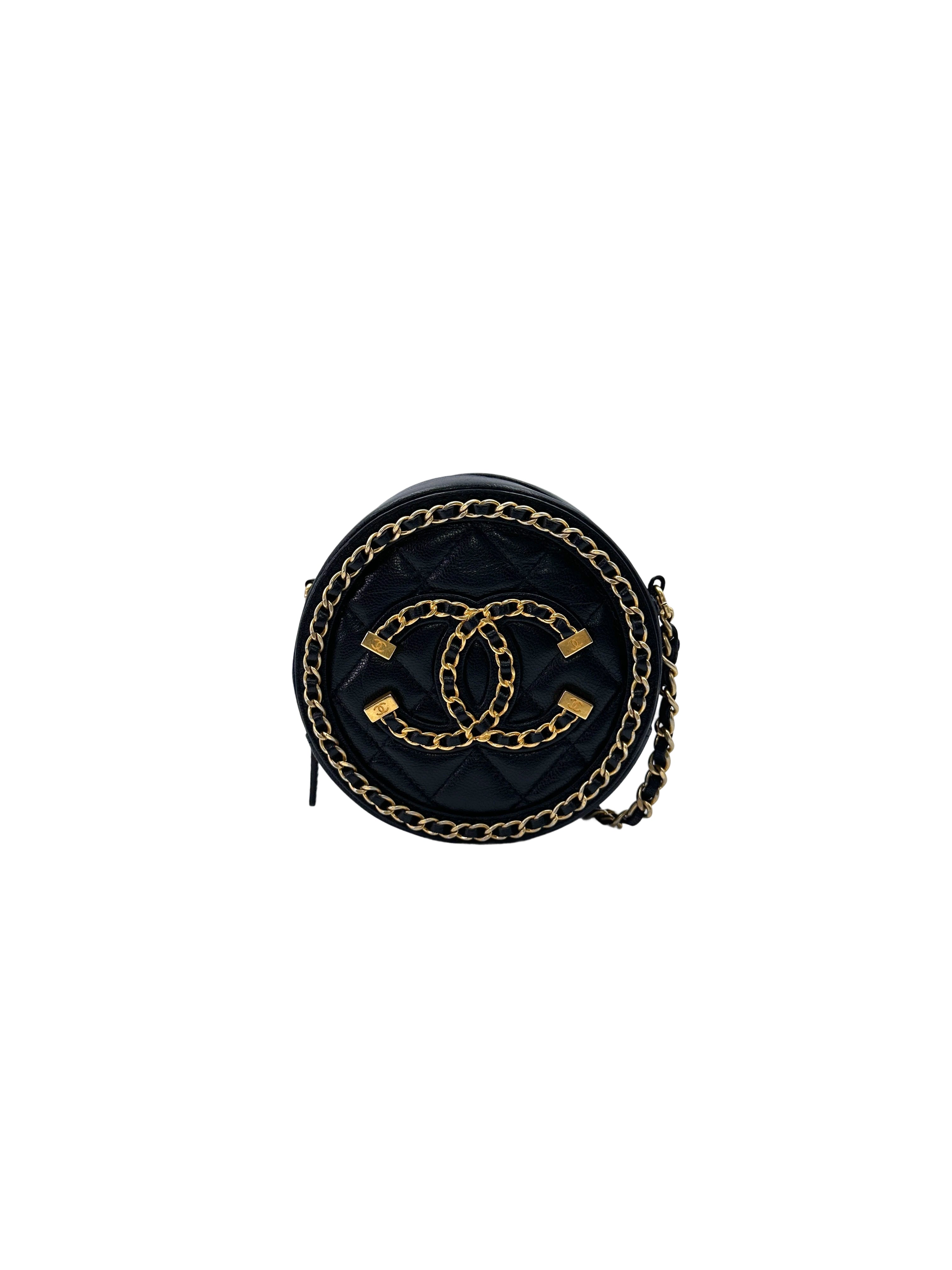 Chanel Filigree Black Quilted Lambskin Chain Round Bag(30***00) CC1565