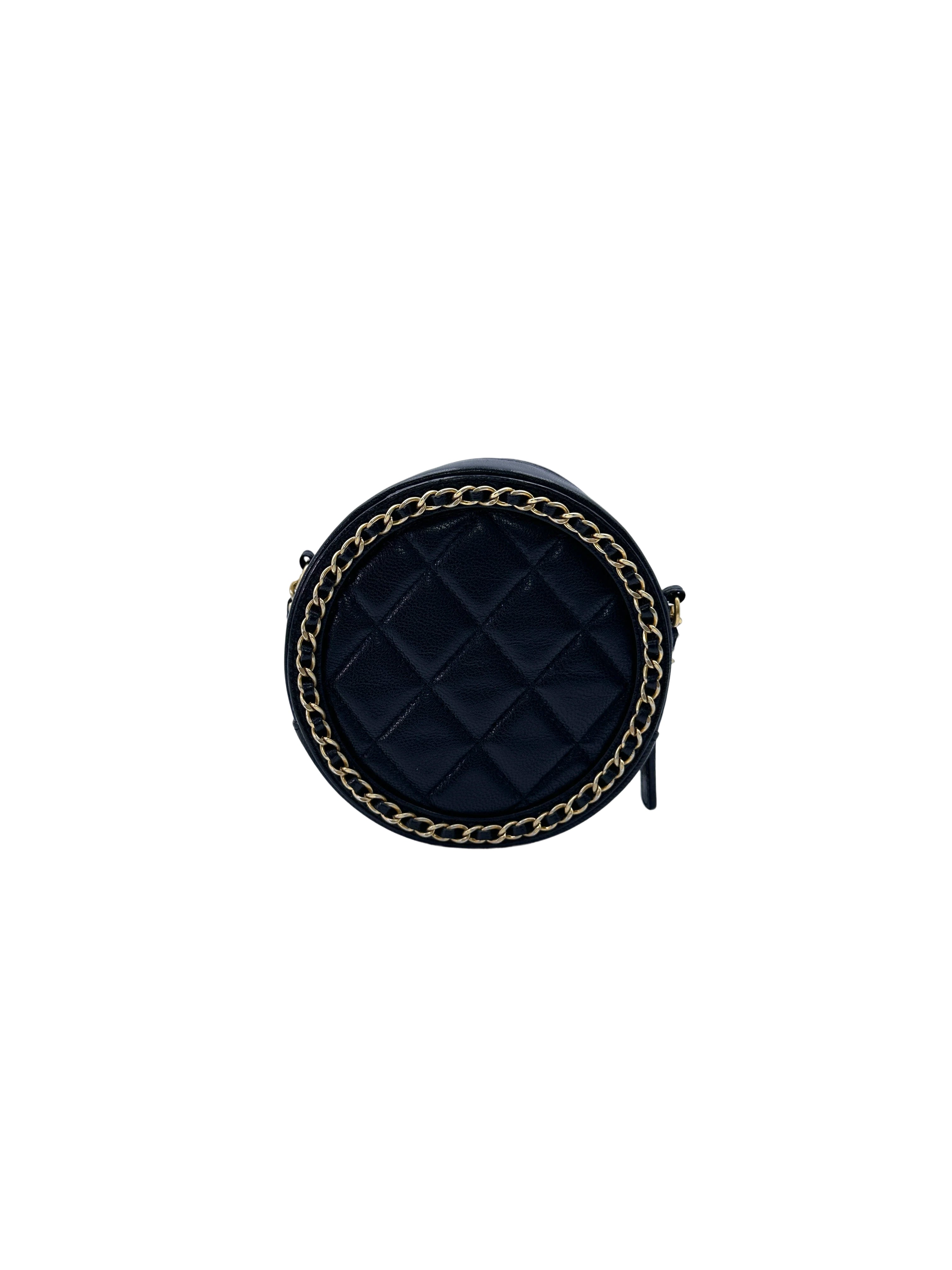Chanel Filigree Black Quilted Lambskin Chain Round Bag(30***00) CC1565