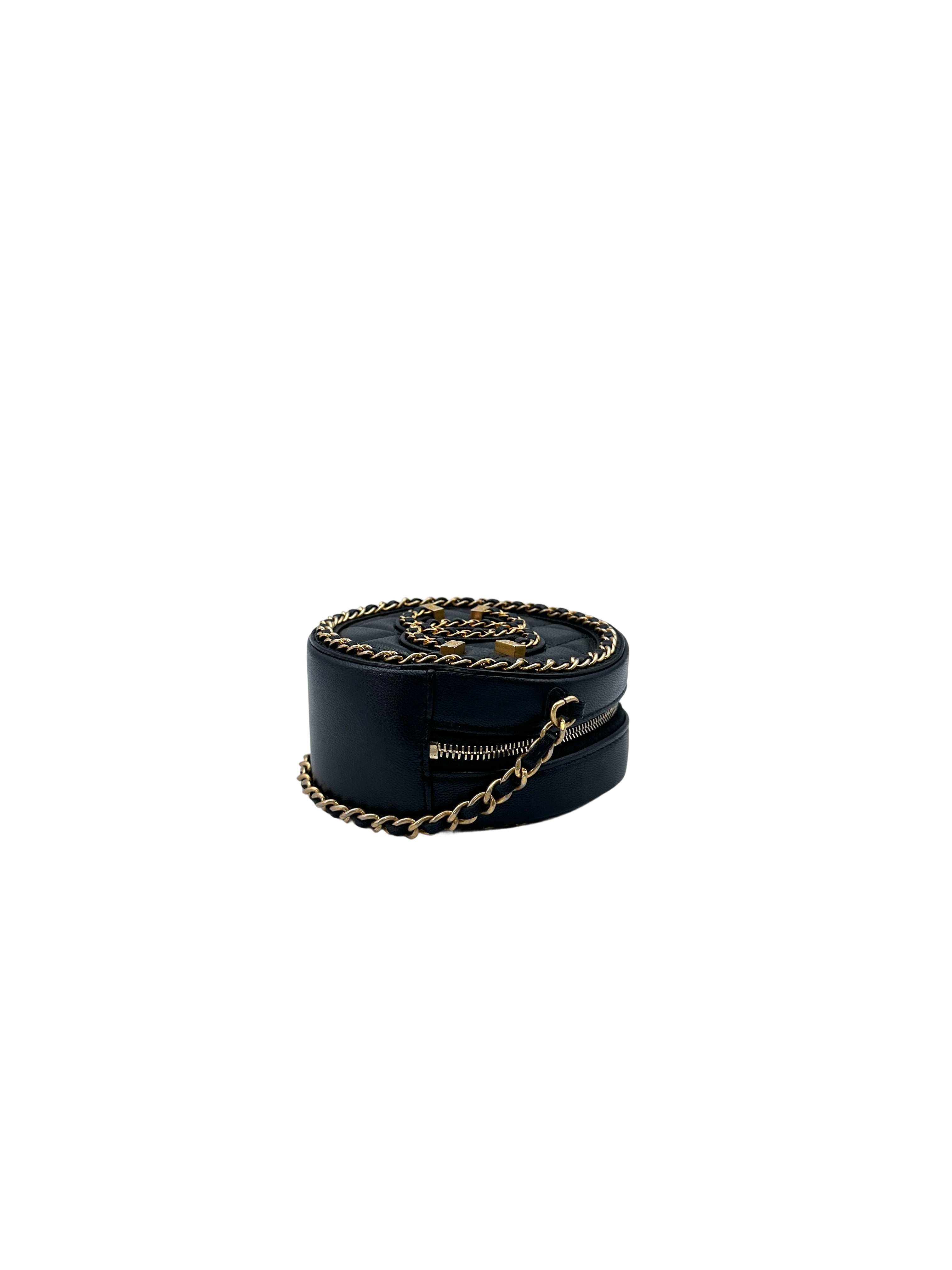 Chanel Filigree Black Quilted Lambskin Chain Round Bag(30***00) CC1565