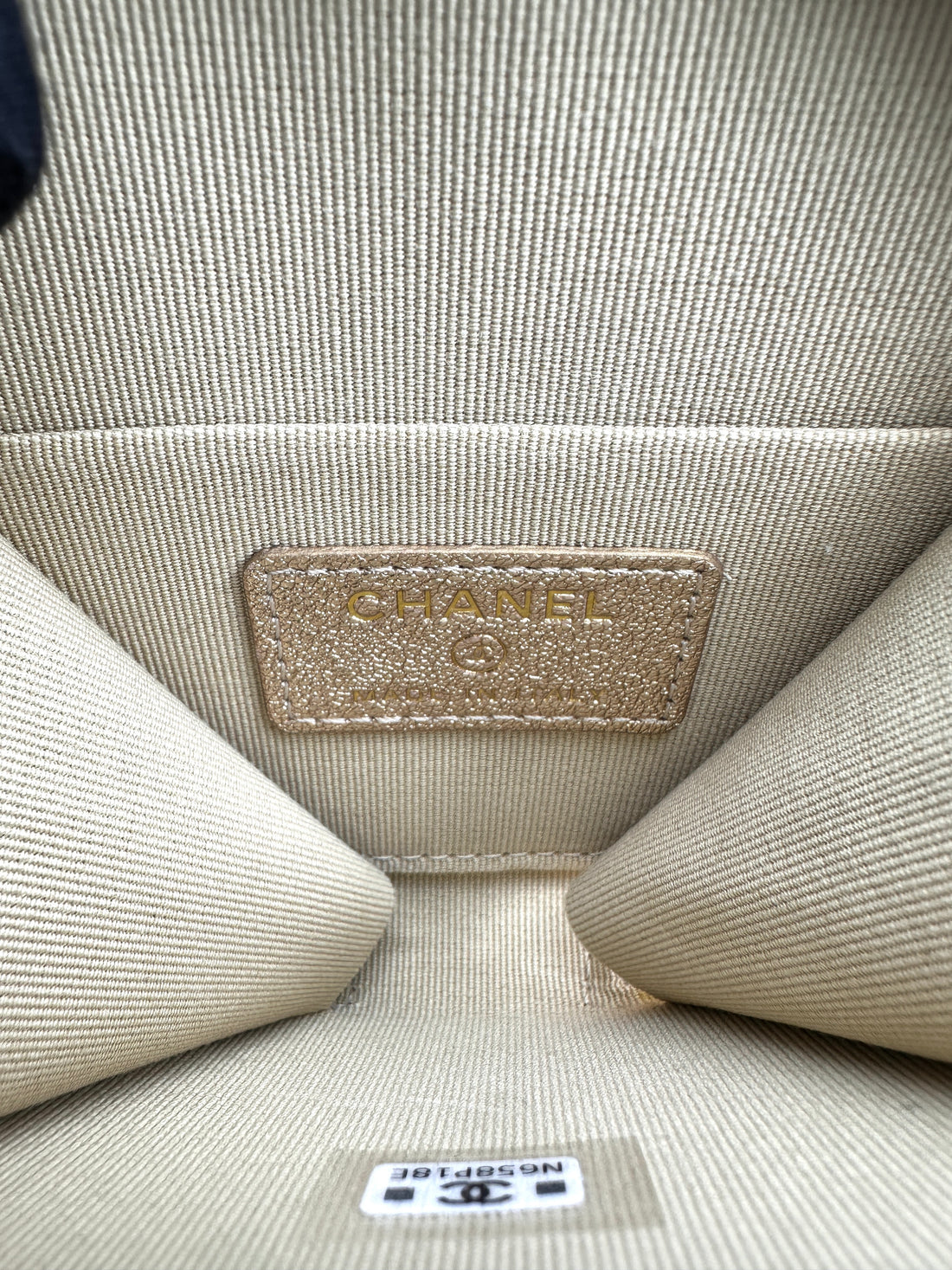 Chanel 2024 VIP Years Gift Gold Metallic Quilted Leather Round Pouch & AirPods Case Bag(N6***8E) CC1557
