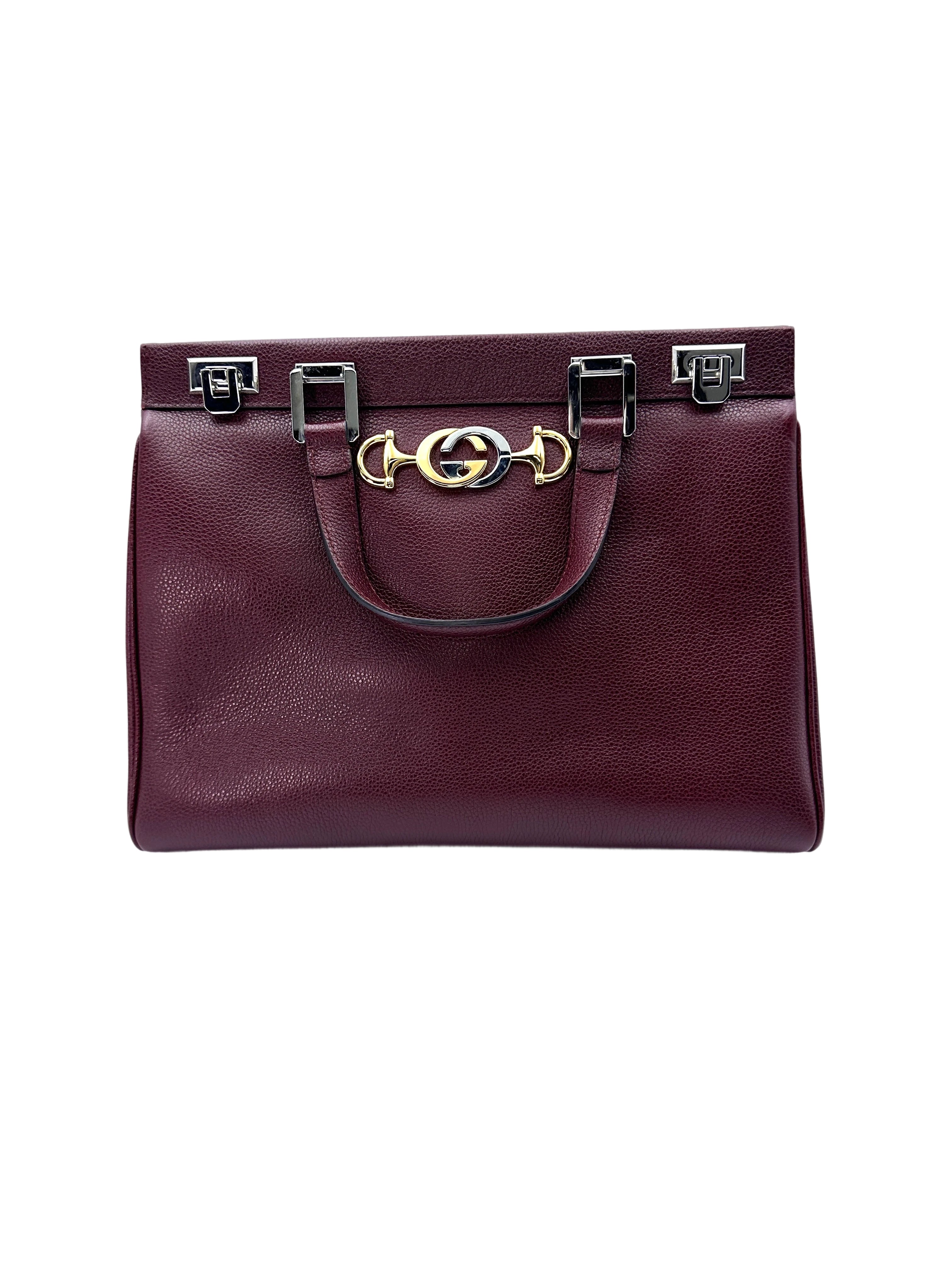Gucci Zumi Dark Red Leather Top Handle Bag GG765
