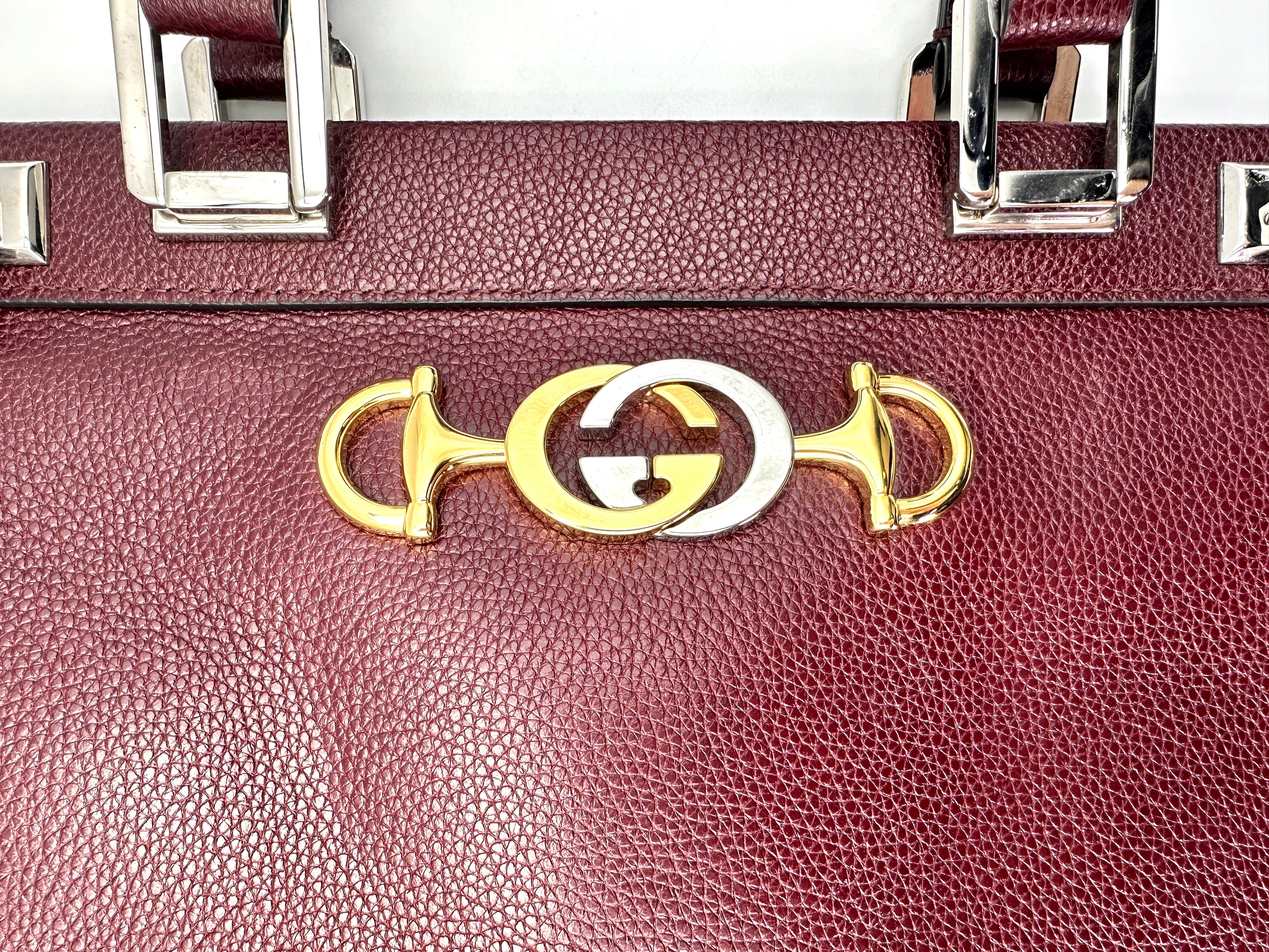 Gucci Zumi Dark Red Leather Top Handle Bag GG765