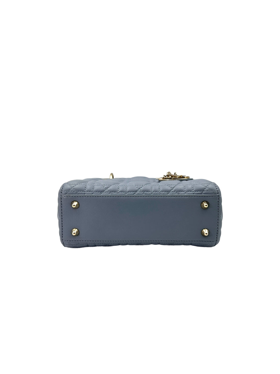 Christian Dior Lady Dior Blue Cannage Leather Handle Bag With Gold Charms DR567
