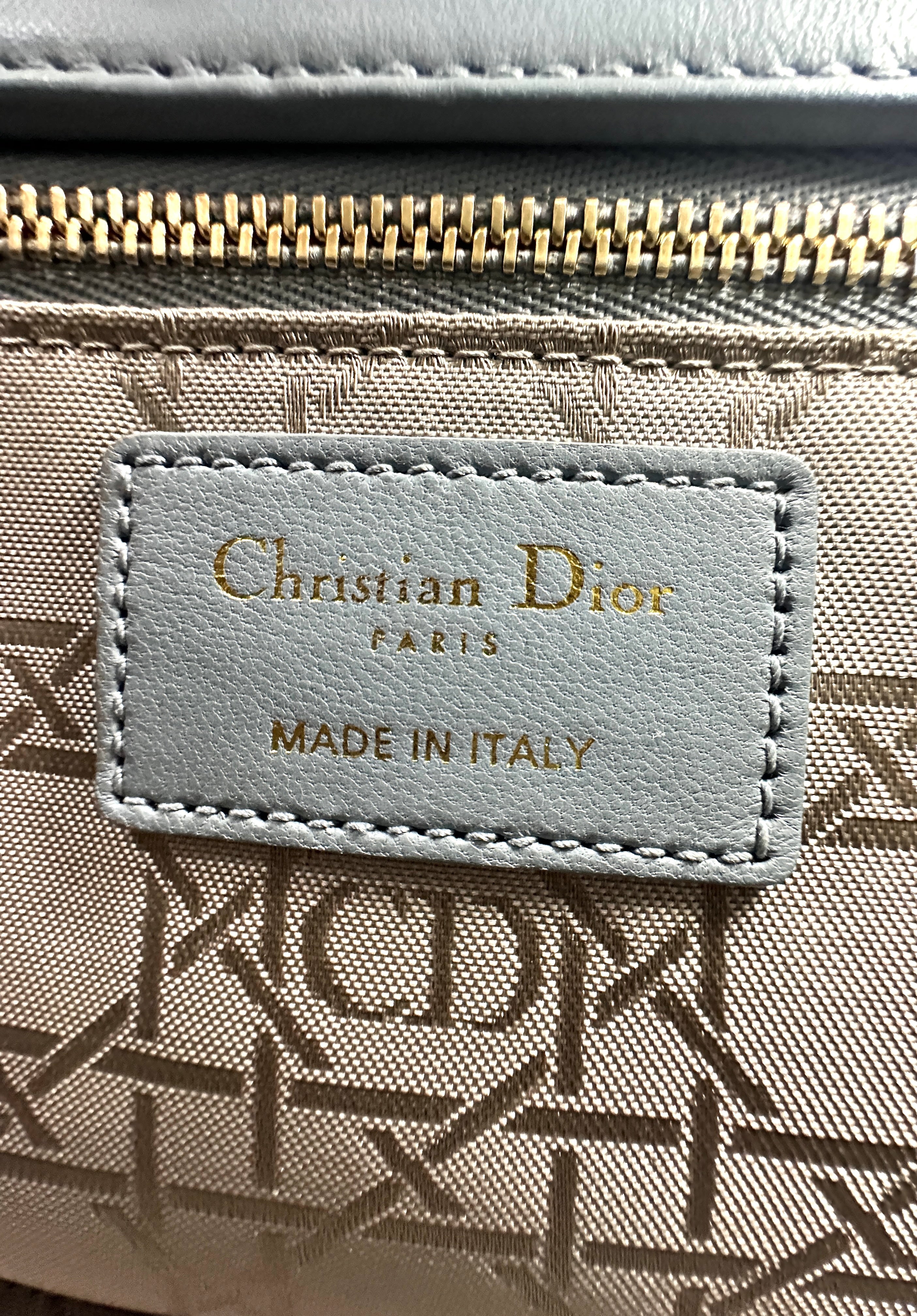 Christian Dior Lady Dior Blue Cannage Leather Handle Bag With Gold Charms DR567