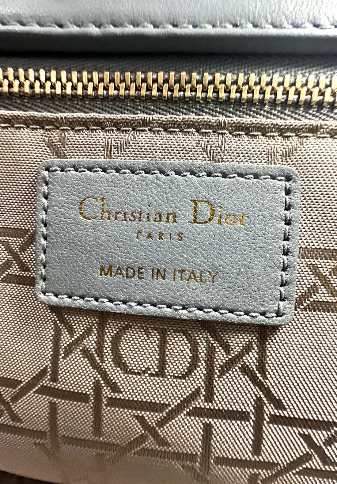 Christian Dior Lady Dior Blue Cannage Leather Handle Bag With Gold Charms DR567
