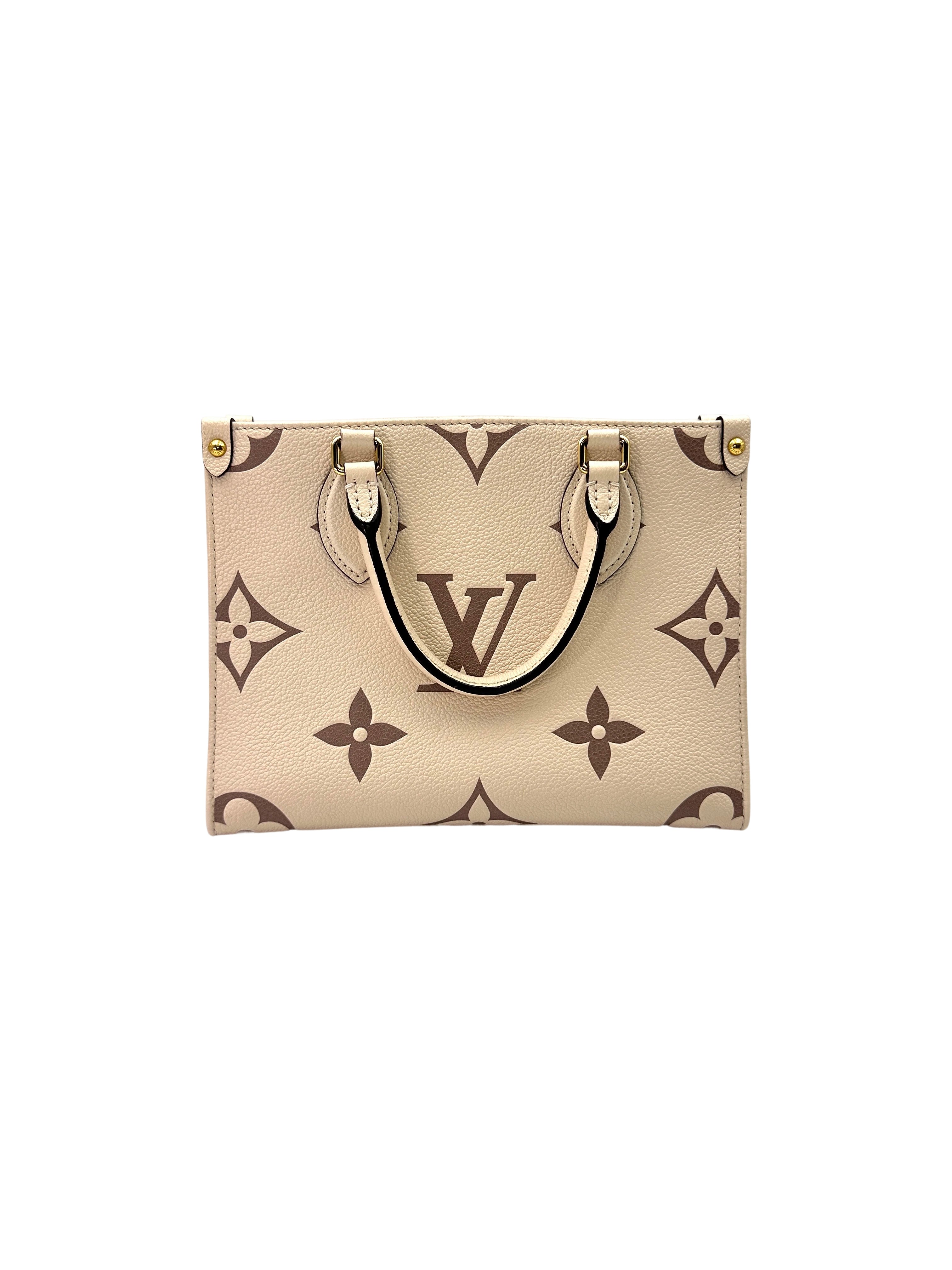 Louis Vuitton OnTheGo PM Beige/Brown Bicolor Monogram Empreinte Leather Handle Bag LV2193