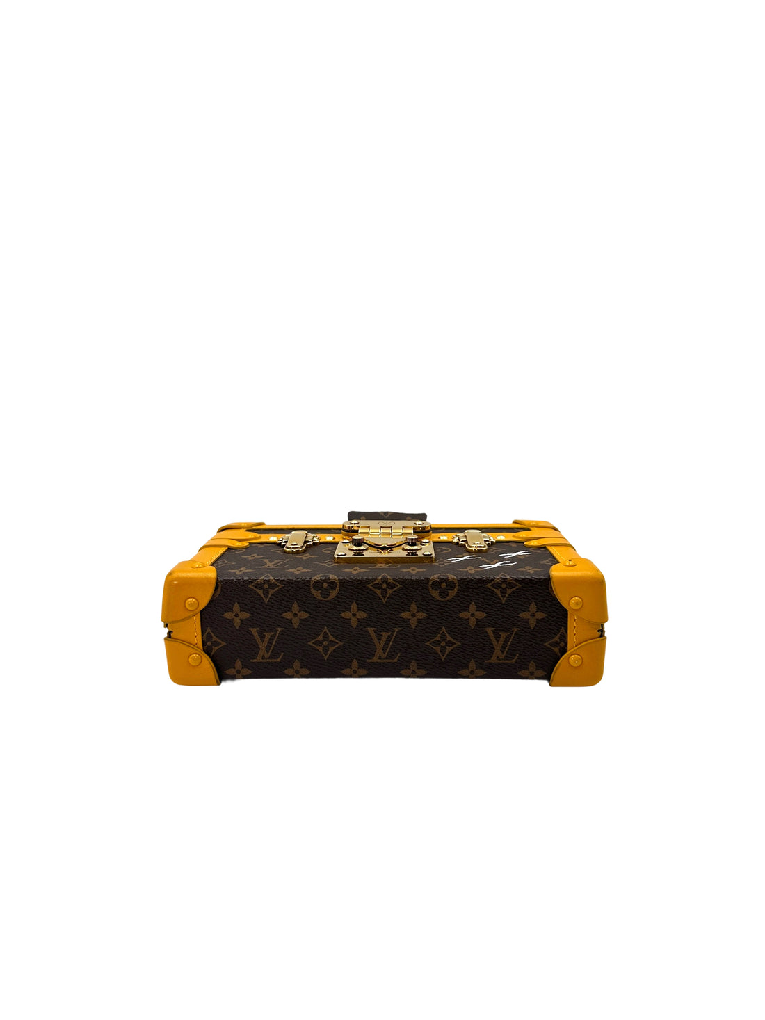 Louis Vuitton Petite Malle Brown Monogram Canvas Shoulder Bag With Yellow Leather Trim LV2196