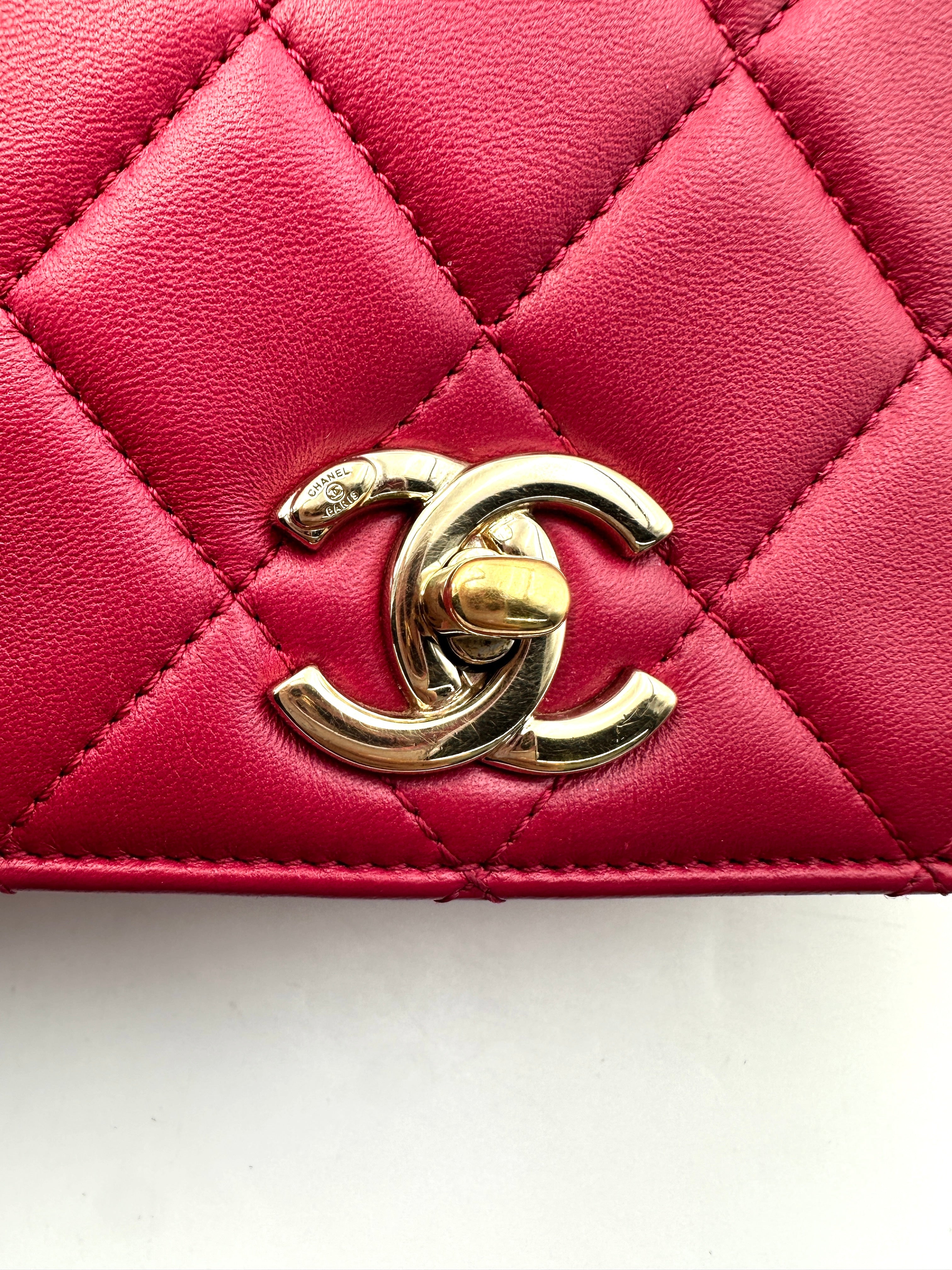 Chanel Trendy CC Dark Pink Quilted Leather Top Handle Bag(24***04) CC1567