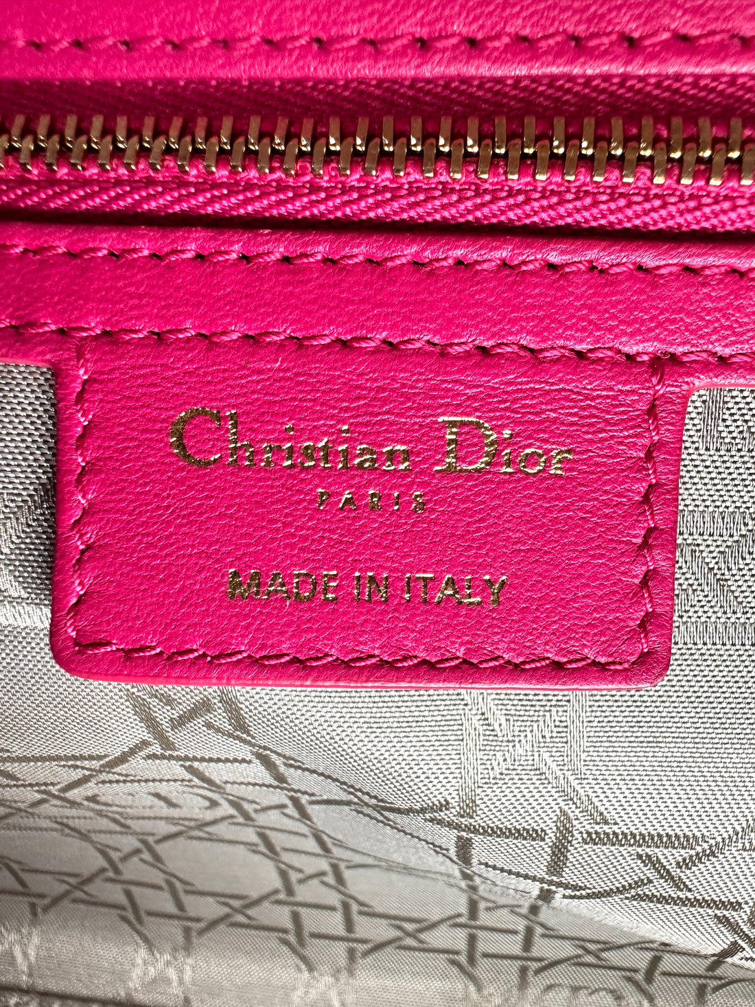 Christian Dior Lady Dior Pink Cannage Leather Handle Bag With Gold Charms DR569