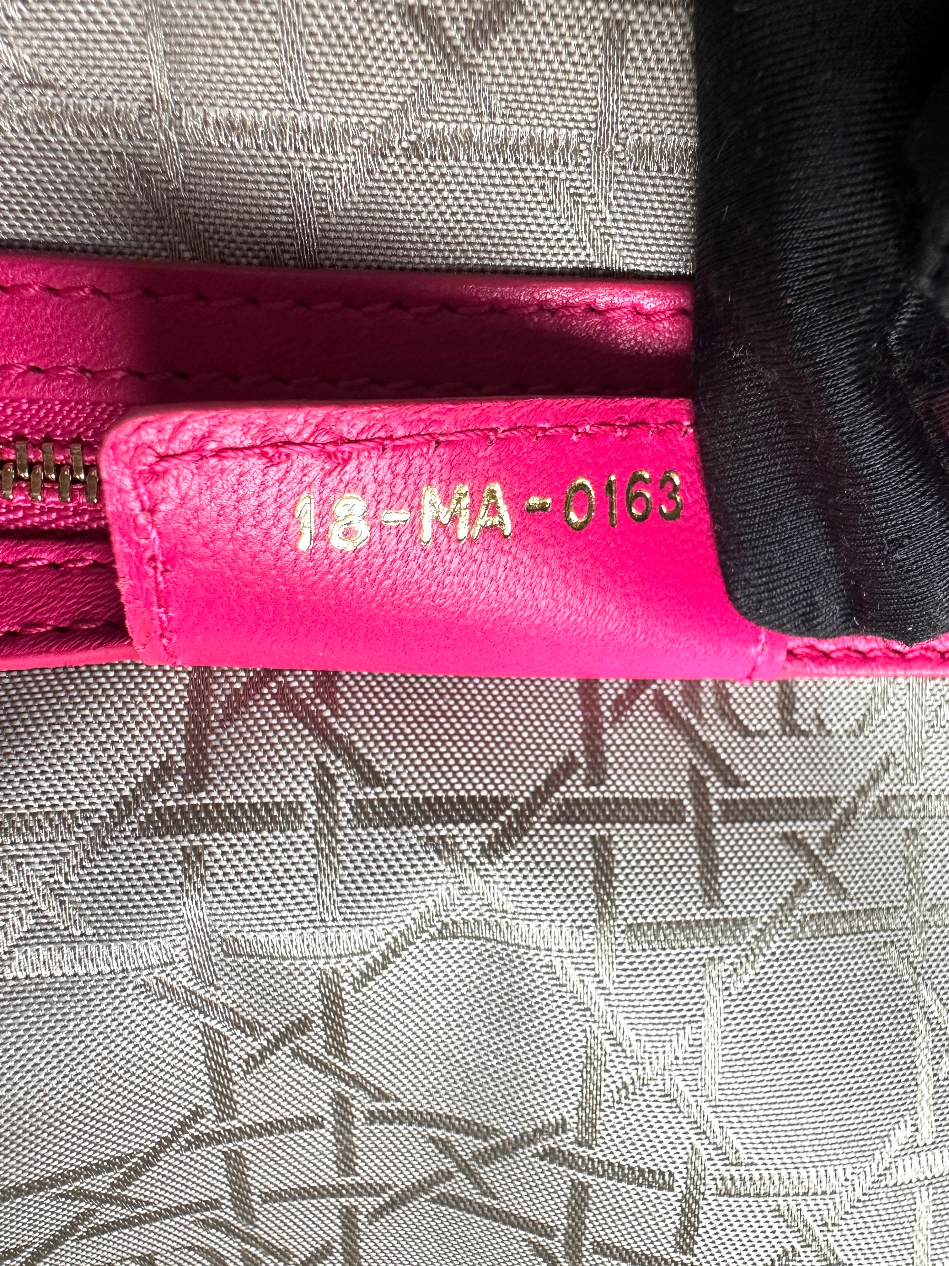 Christian Dior Lady Dior Pink Cannage Leather Handle Bag With Gold Charms DR569