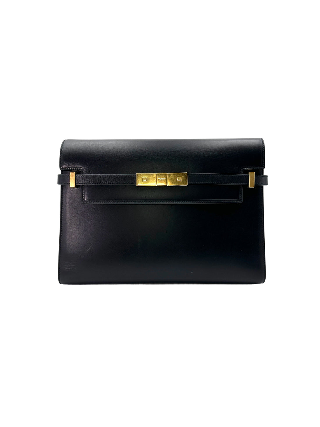 Saint Laurent Manhattan Black Smooth Leather Medium Size Shoulder Bag SL176