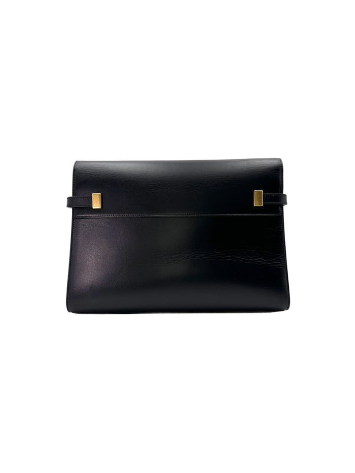 Saint Laurent Manhattan Black Smooth Leather Medium Size Shoulder Bag SL176