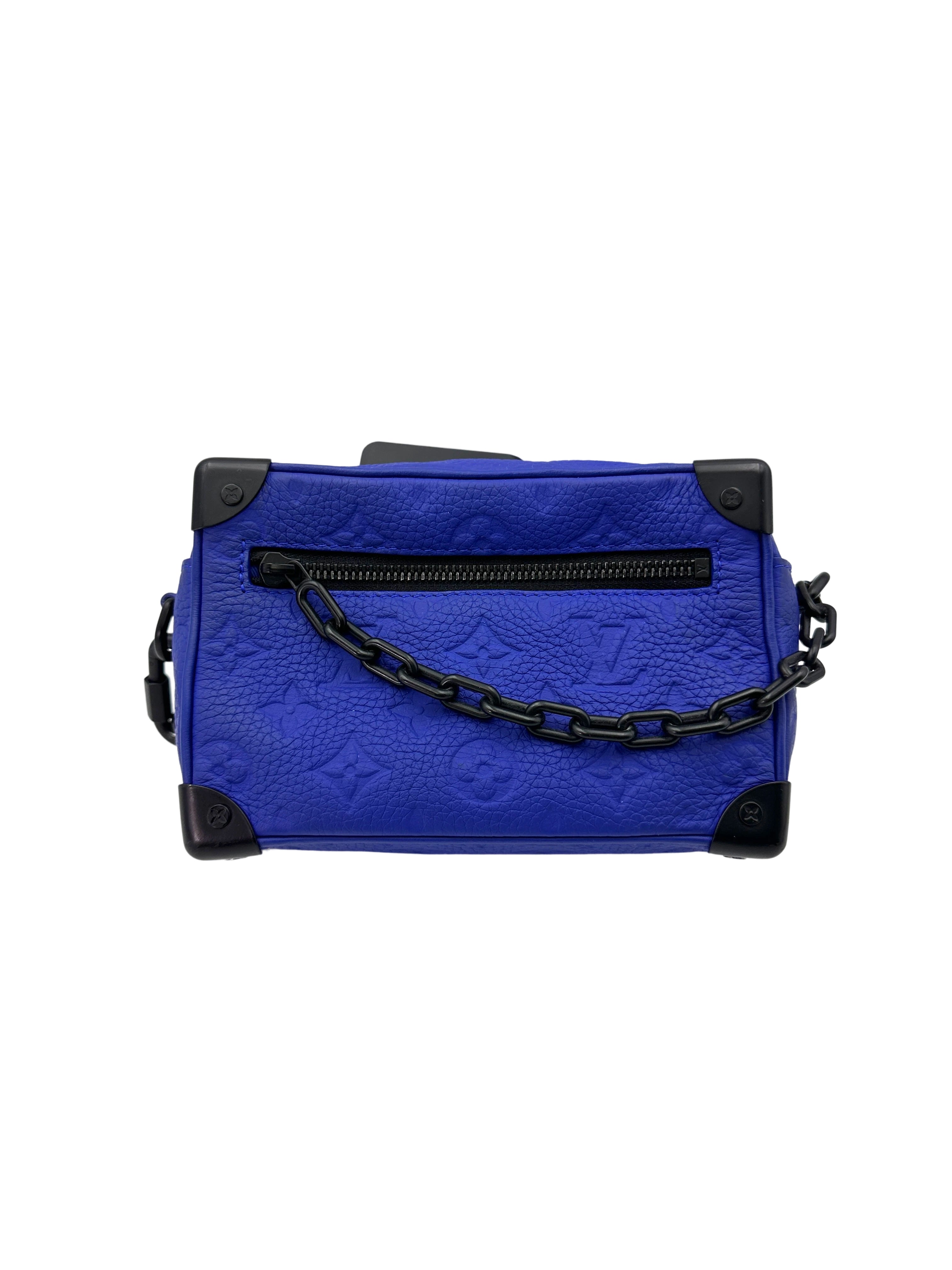 Louis Vuitton Soft Trunk Blue Monogram Empreinte Leather Shoulder Bag LV2195