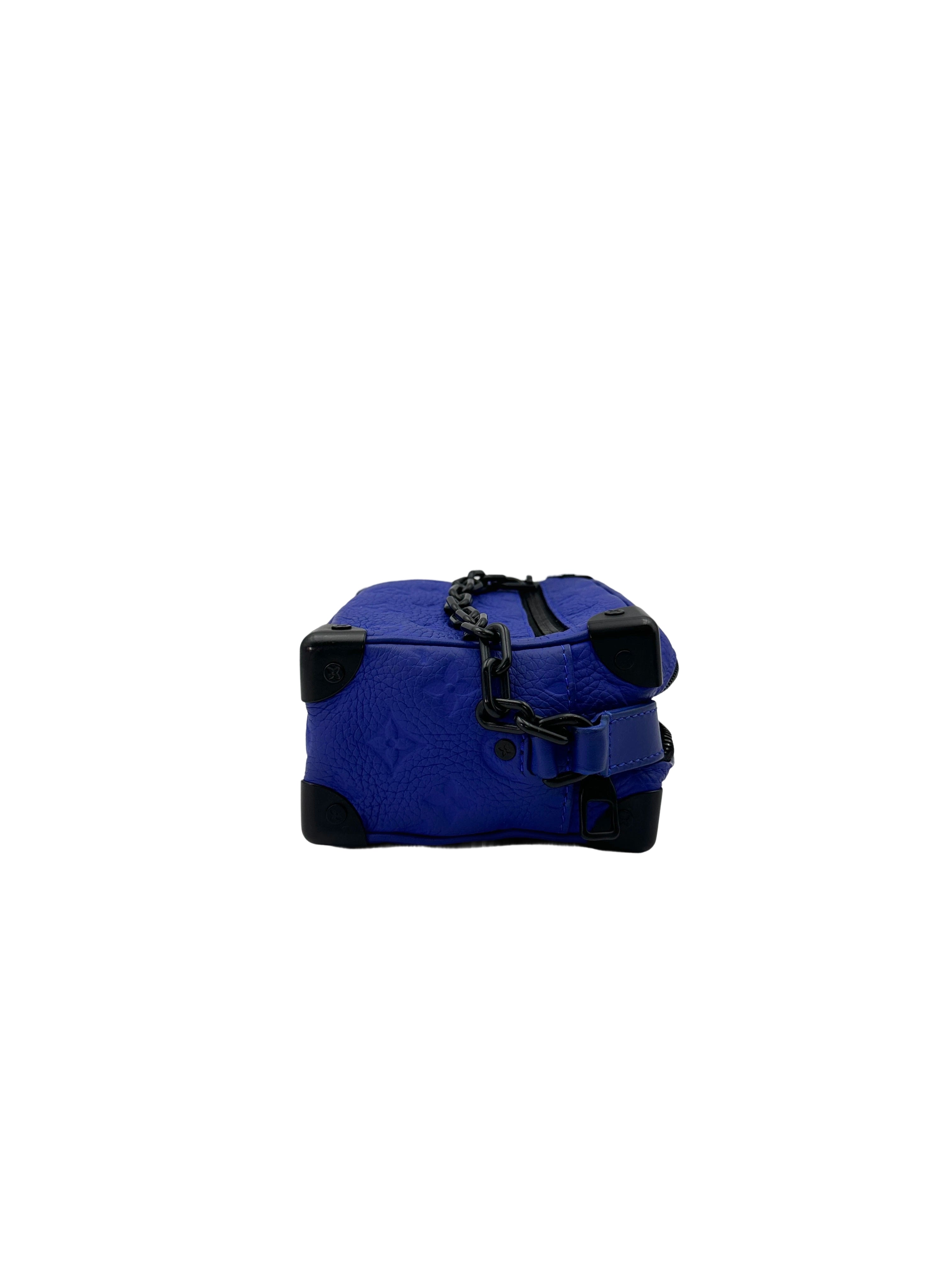 Louis Vuitton Soft Trunk Blue Monogram Empreinte Leather Shoulder Bag LV2195