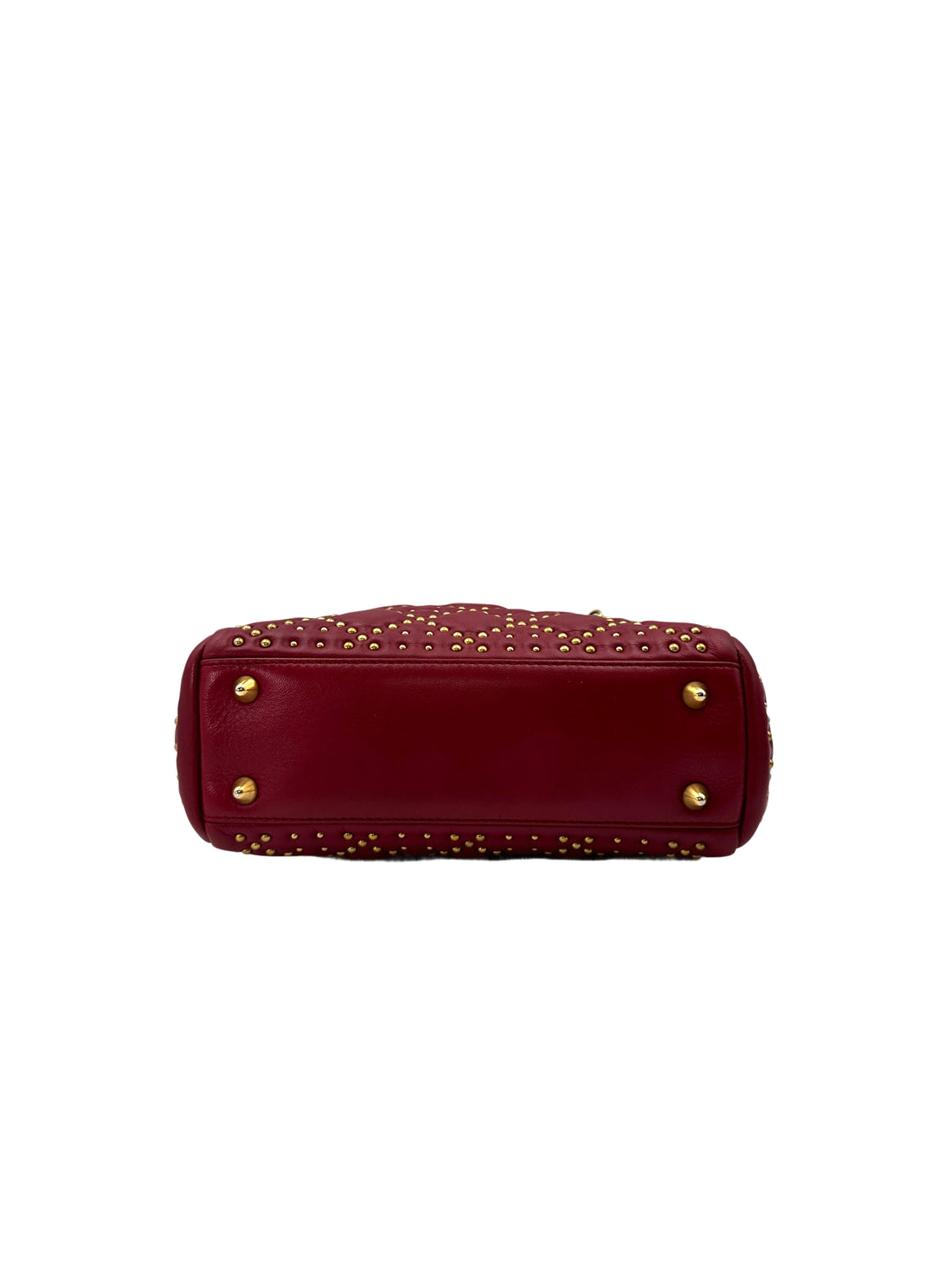 Christian Dior Lady Dior Red Cannage Leather Handle Bag With Gold Charms DR568