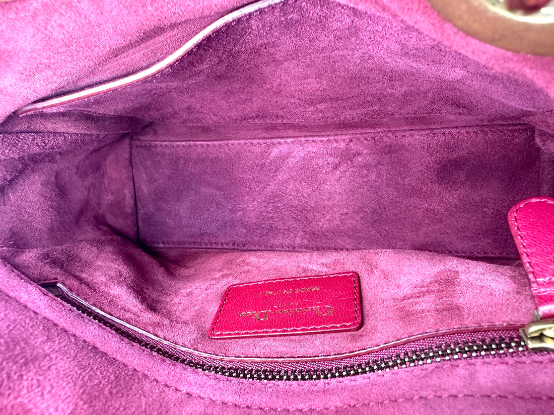 Christian Dior Lady Dior Red Cannage Leather Handle Bag With Gold Charms DR568