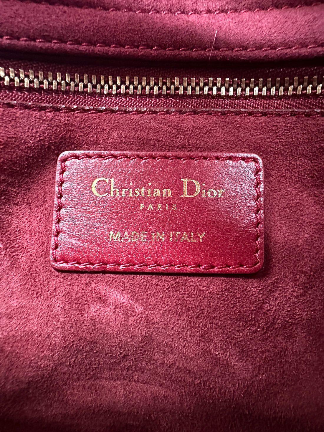 Christian Dior Lady Dior Red Cannage Leather Handle Bag With Gold Charms DR568
