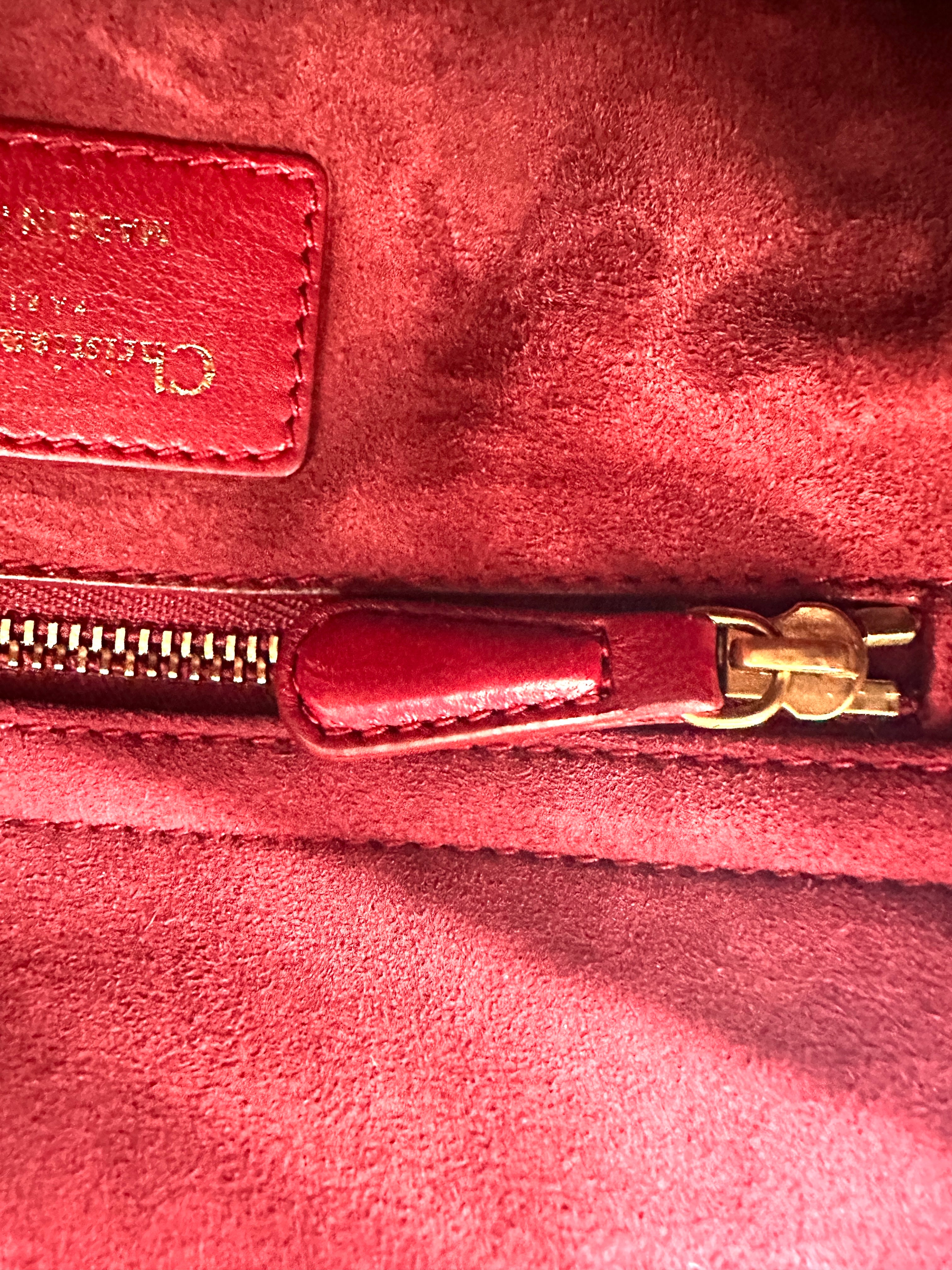 Christian Dior Lady Dior Red Cannage Leather Handle Bag With Gold Charms DR568