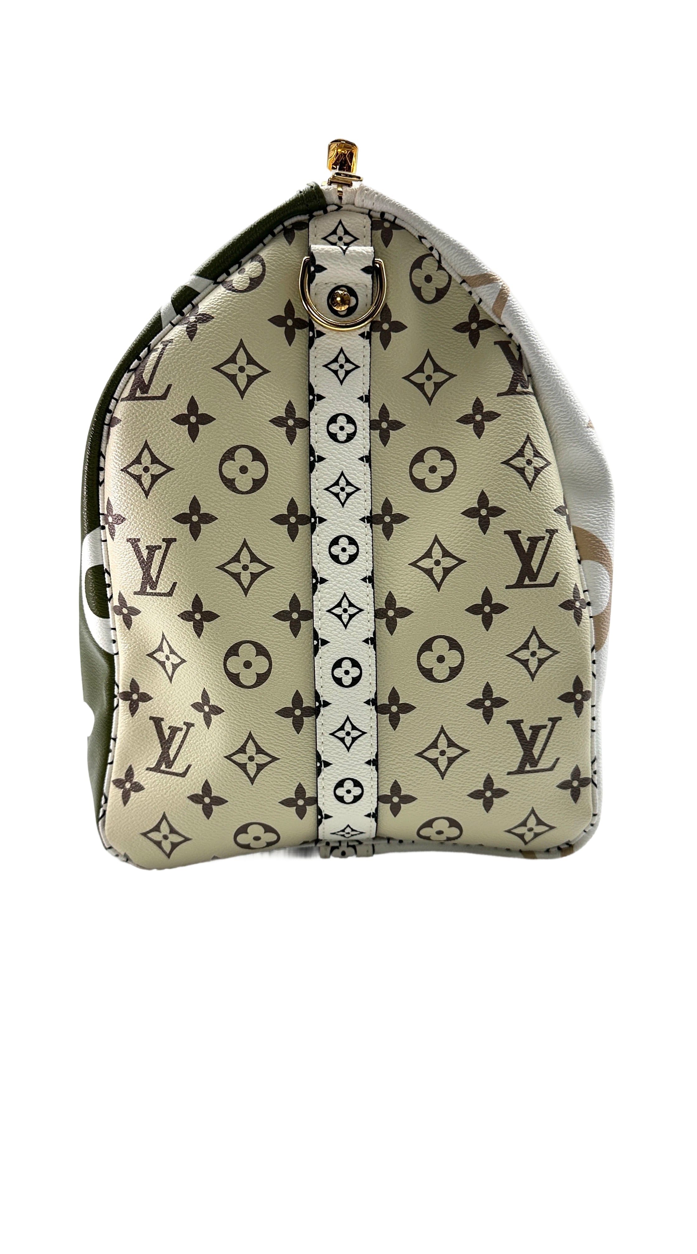 Louis Vuitton Summer 2019 Keepall50 Green/White Giant Monogram Leather Handle Bag IRIS078