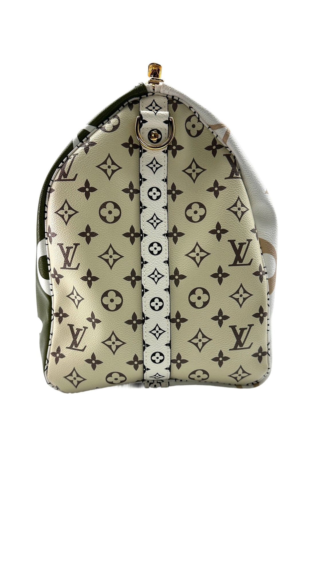 Louis Vuitton Summer 2019 Keepall50 Green/White Giant Monogram Leather Handle Bag IRIS078