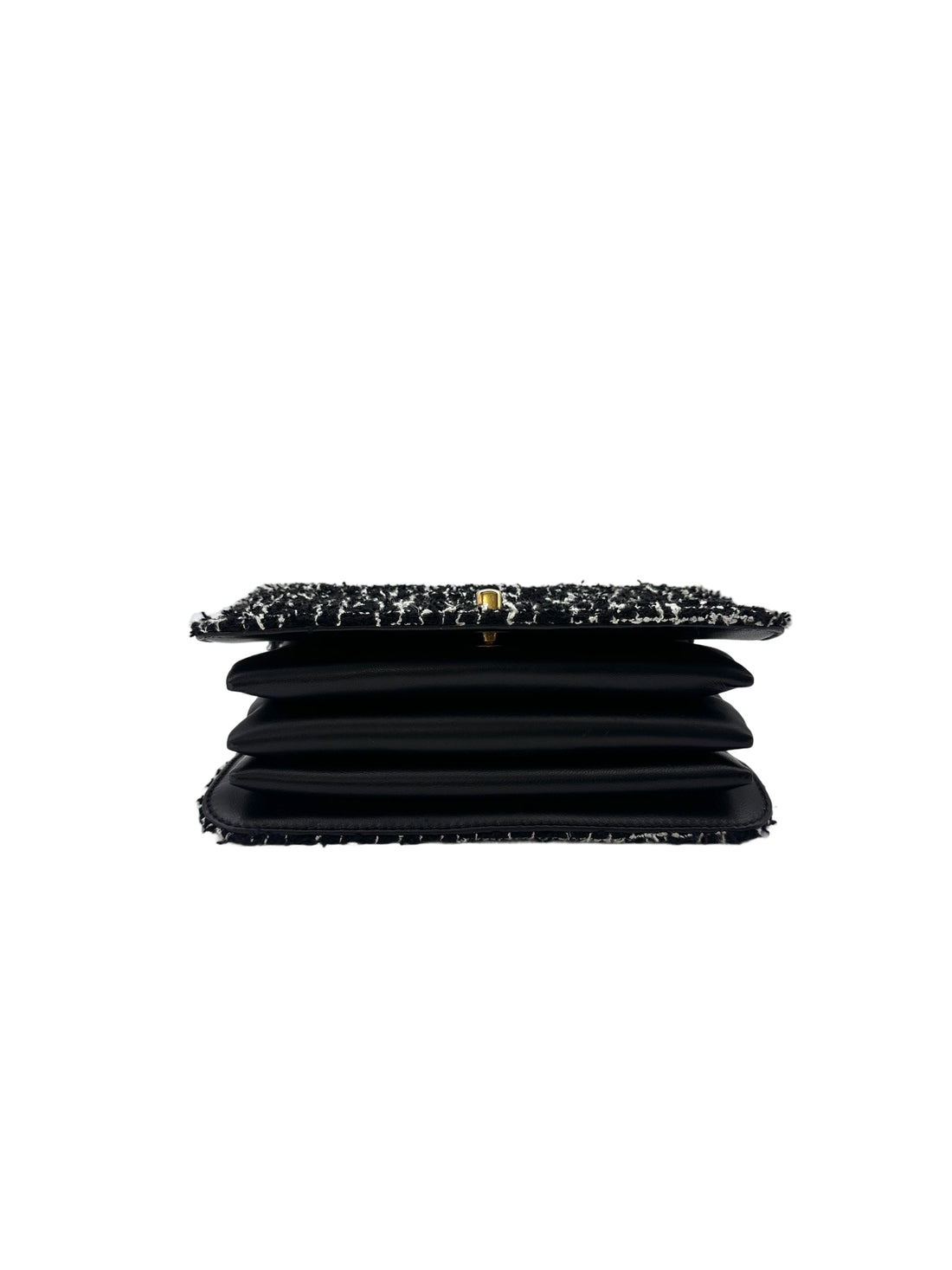Chanel Black/White Tweed Top Handle Flap Bag With Gold Buckle(JC***J1) IRIS079