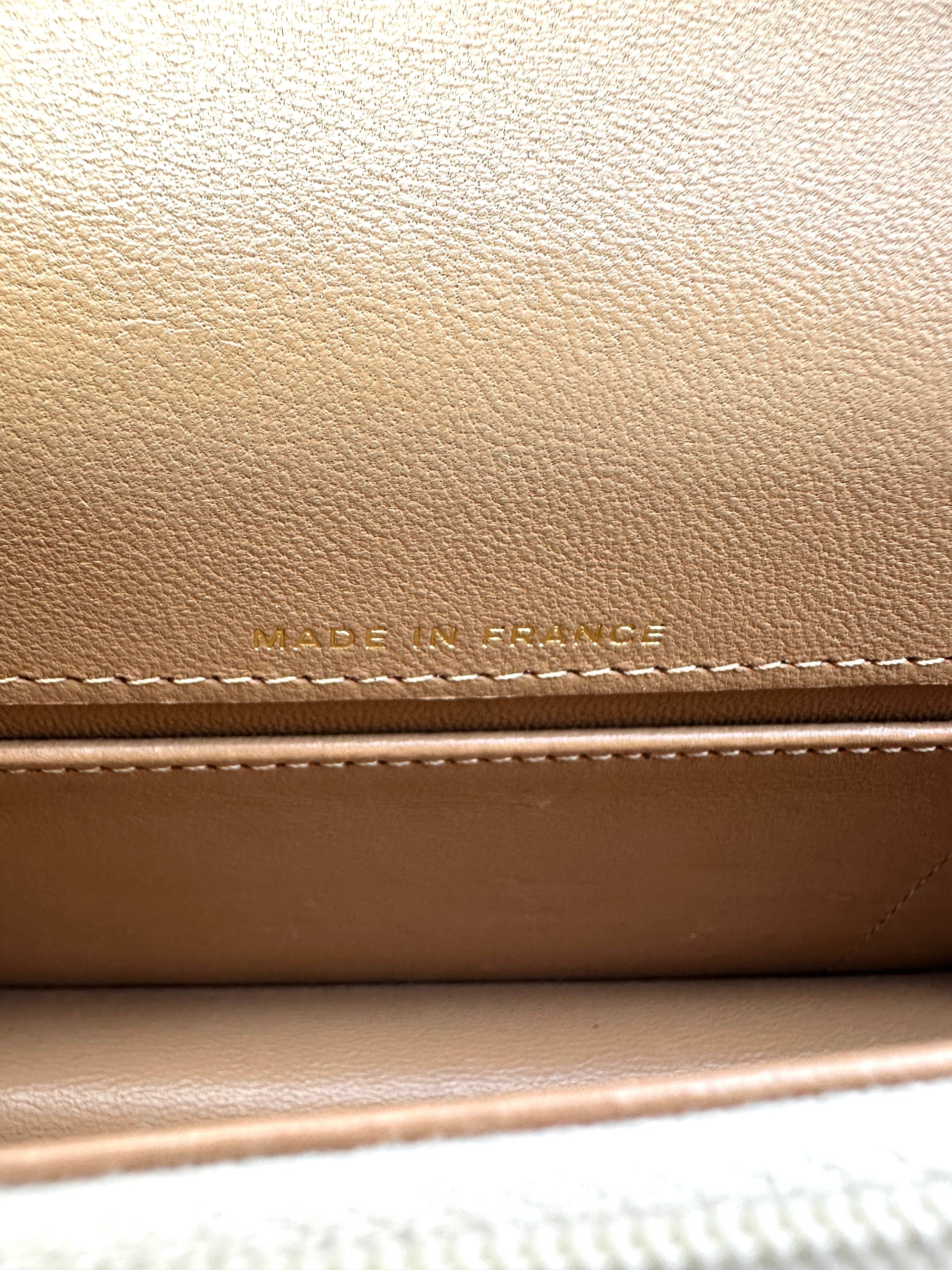 Chanel Classic Beige Quilted Lambskin Top Handle Flap Bag(C6***P7) IRIS080