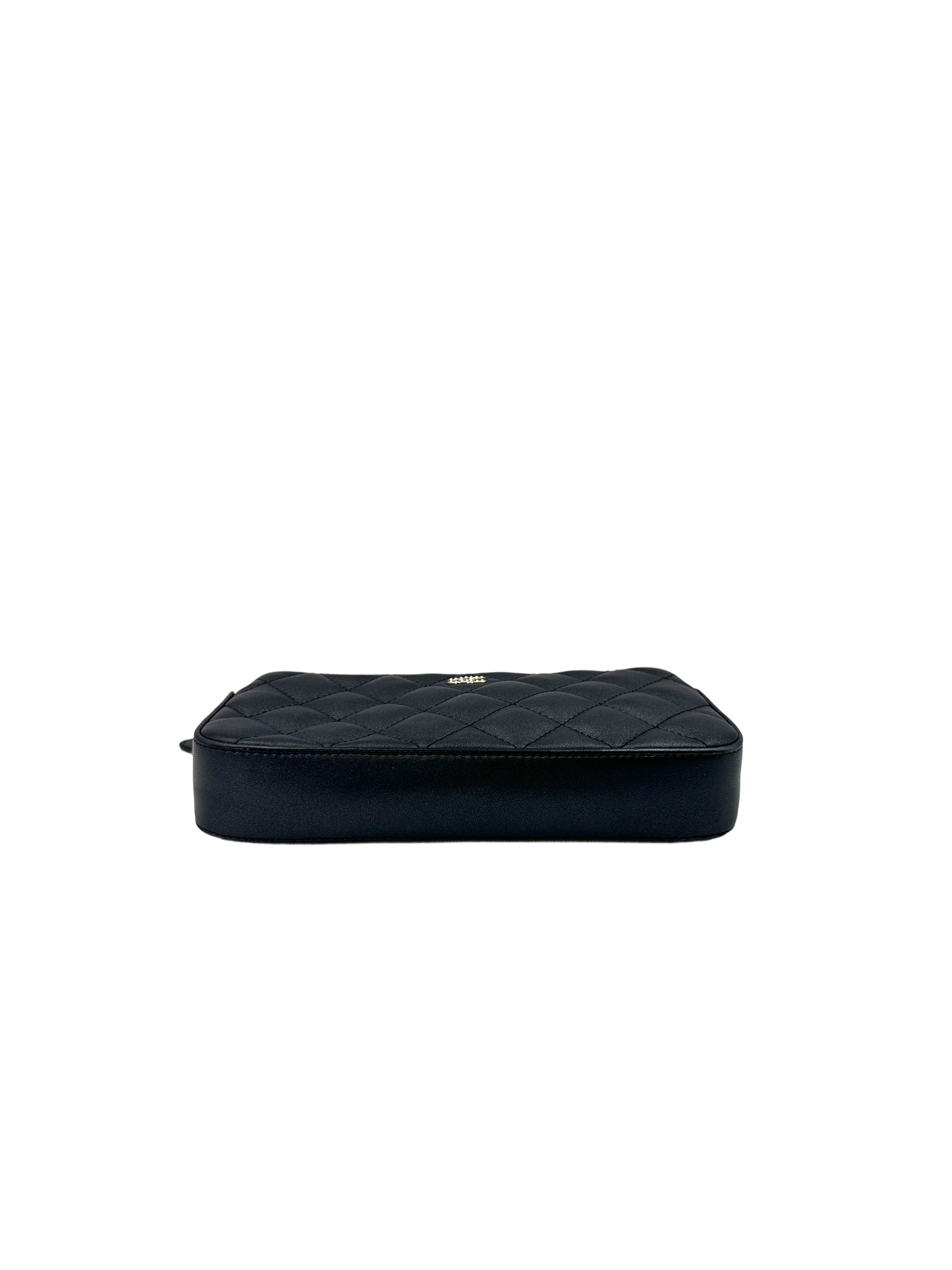 Chanel Classic Navy Quilted Lambskin Wallet On Chain(26***46) CC1569