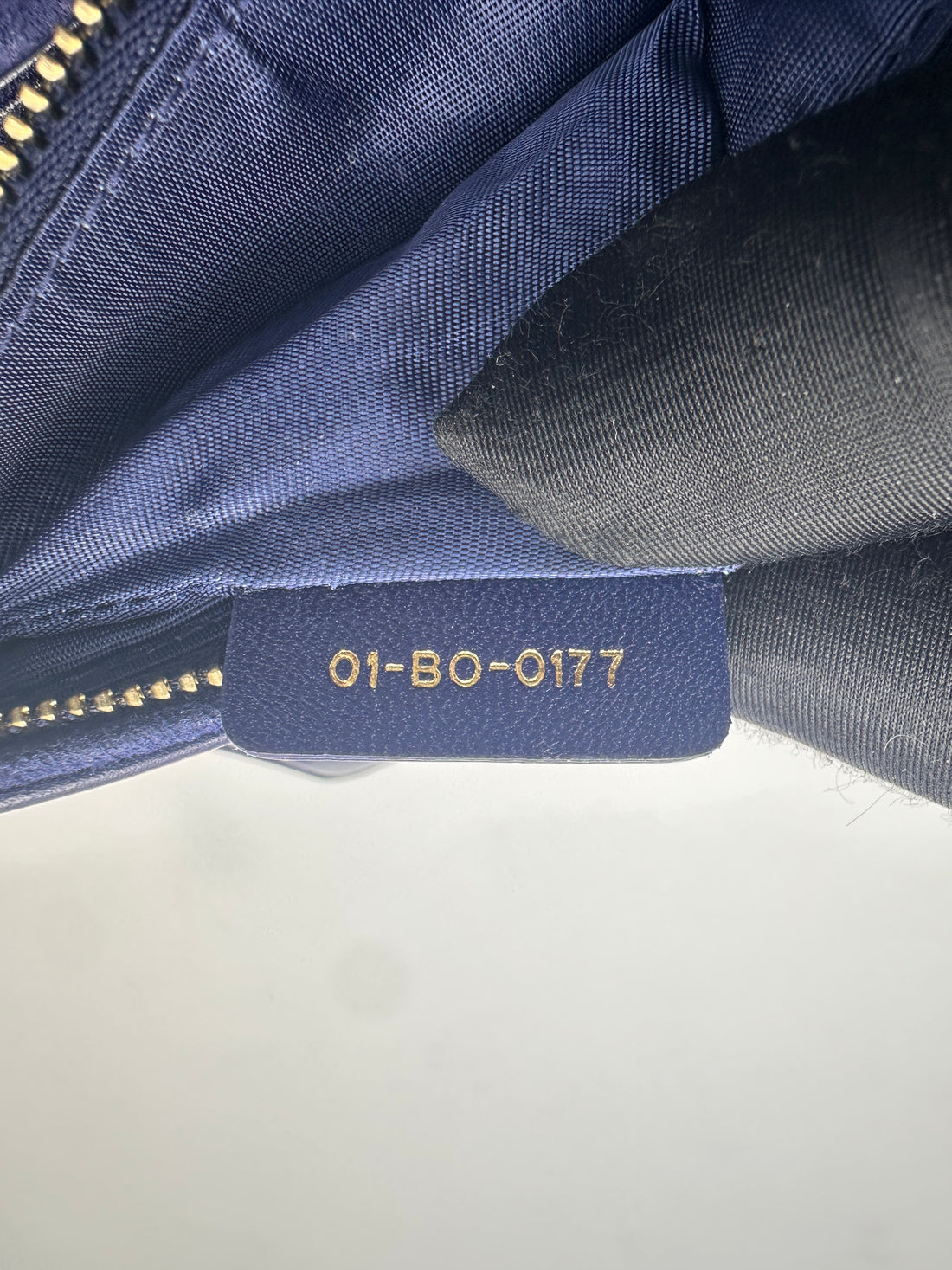 Christian Dior DiorAddict Navy Studded Cannage Leather Wallet On Chain With Gold Hardware DR572