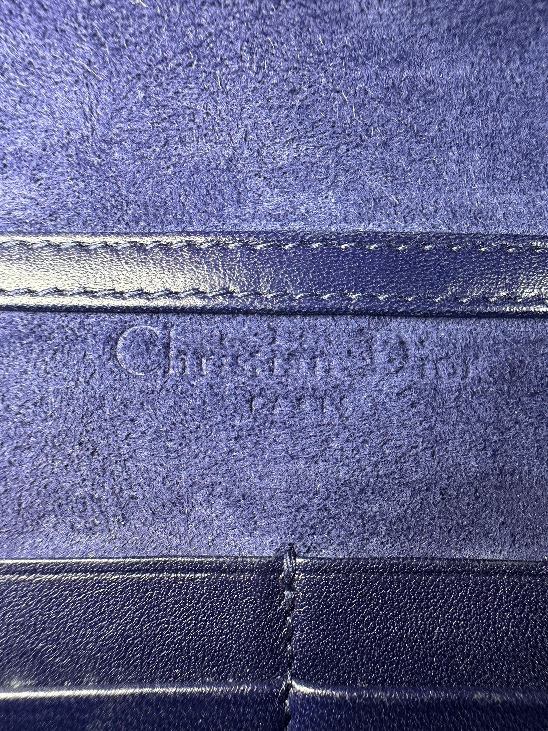 Christian Dior DiorAddict Navy Studded Cannage Leather Wallet On Chain With Gold Hardware DR572
