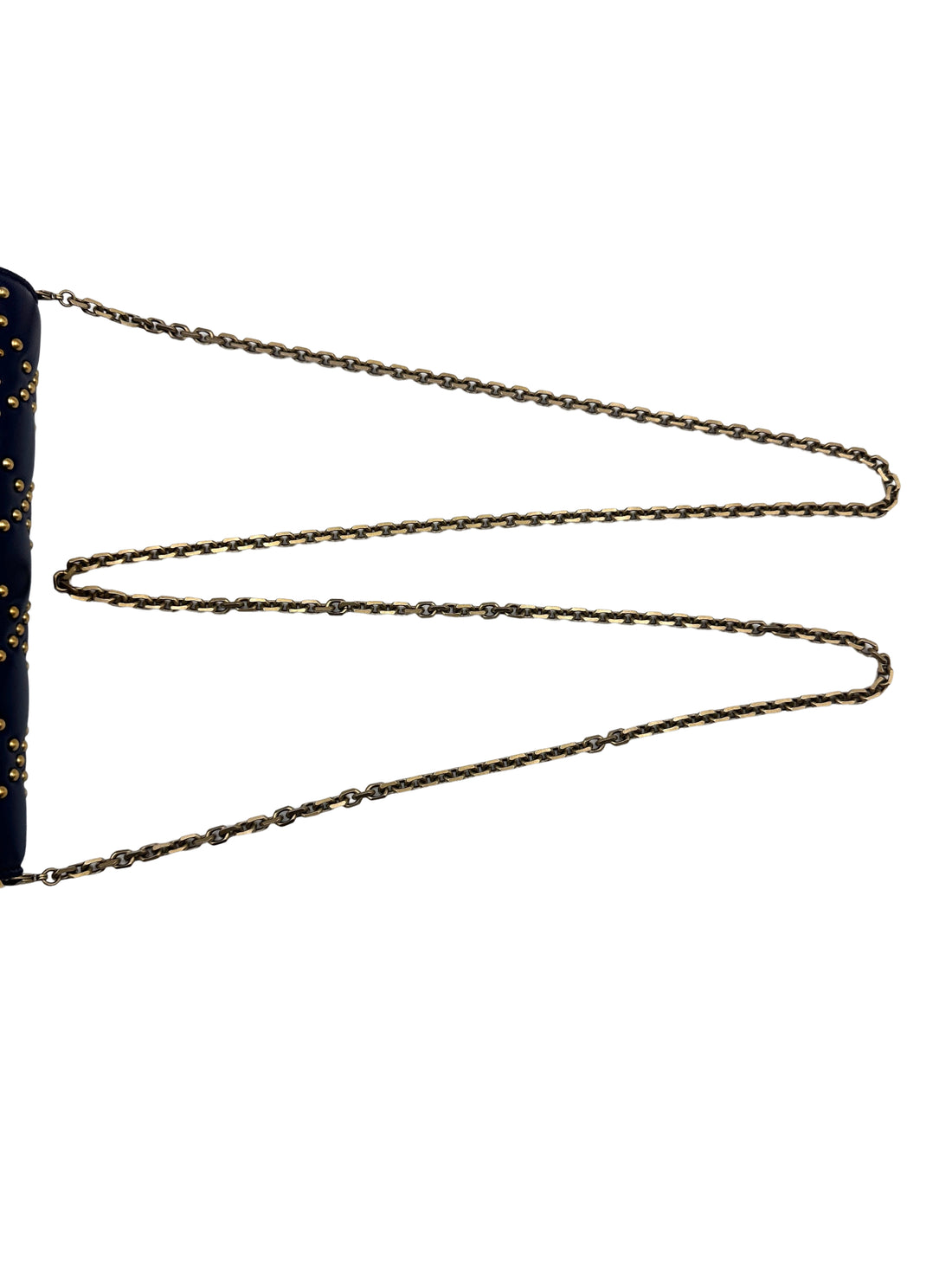 Christian Dior DiorAddict Navy Studded Cannage Leather Wallet On Chain With Gold Hardware DR572