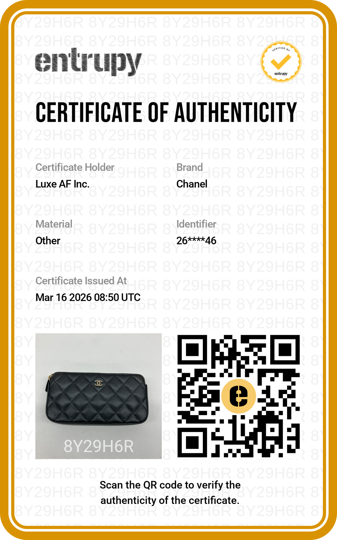 Chanel Classic Navy Quilted Lambskin Wallet On Chain(26***46) CC1569