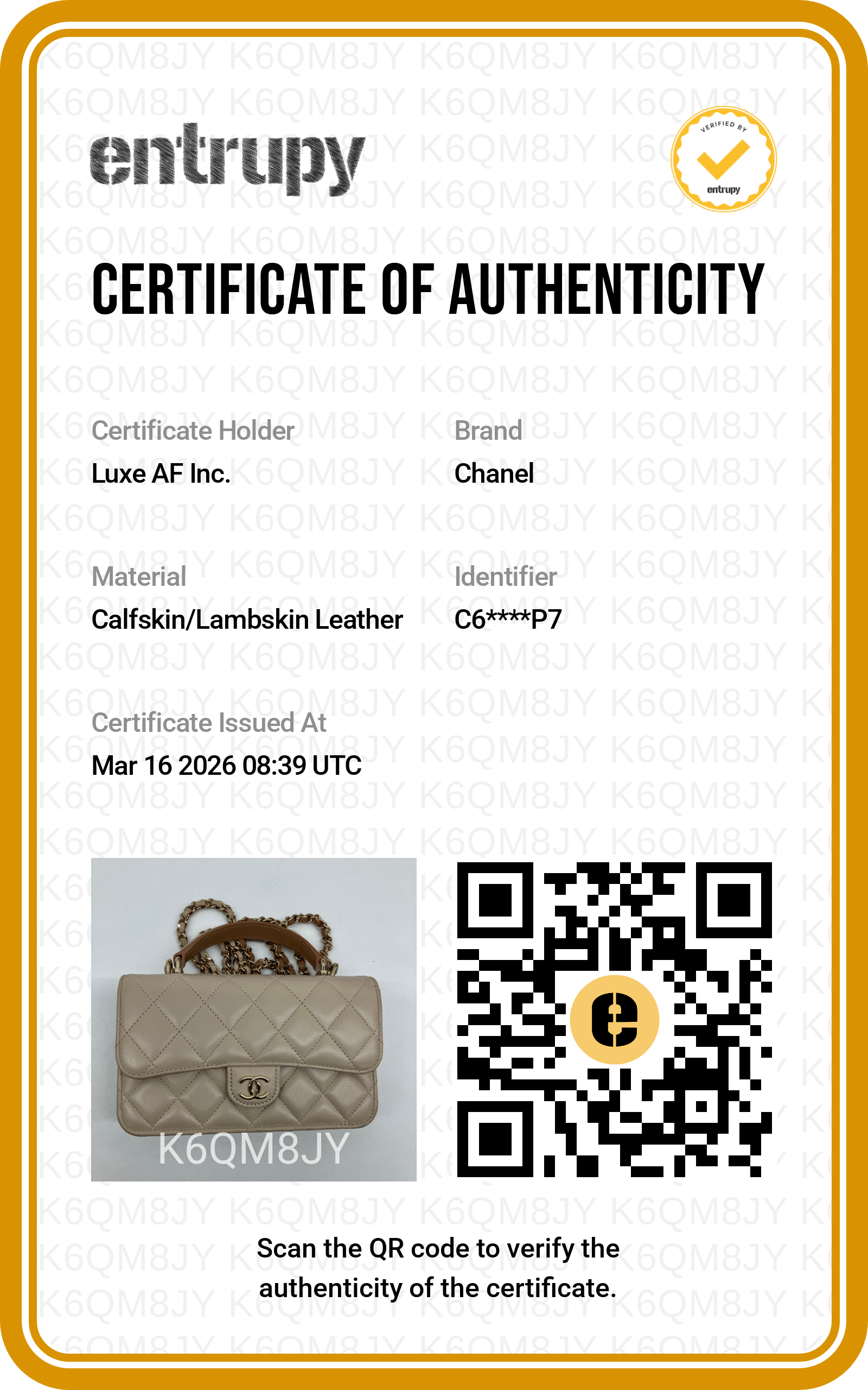 Chanel Classic Beige Quilted Lambskin Top Handle Flap Bag(C6***P7) IRIS080
